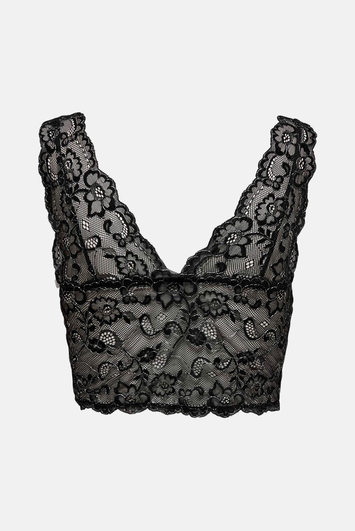ONLY Bralette ONLLUNA nera da donna con raffinata lavorazione in pizzo floreale e filato lurex 15244888 BLSI ONLY