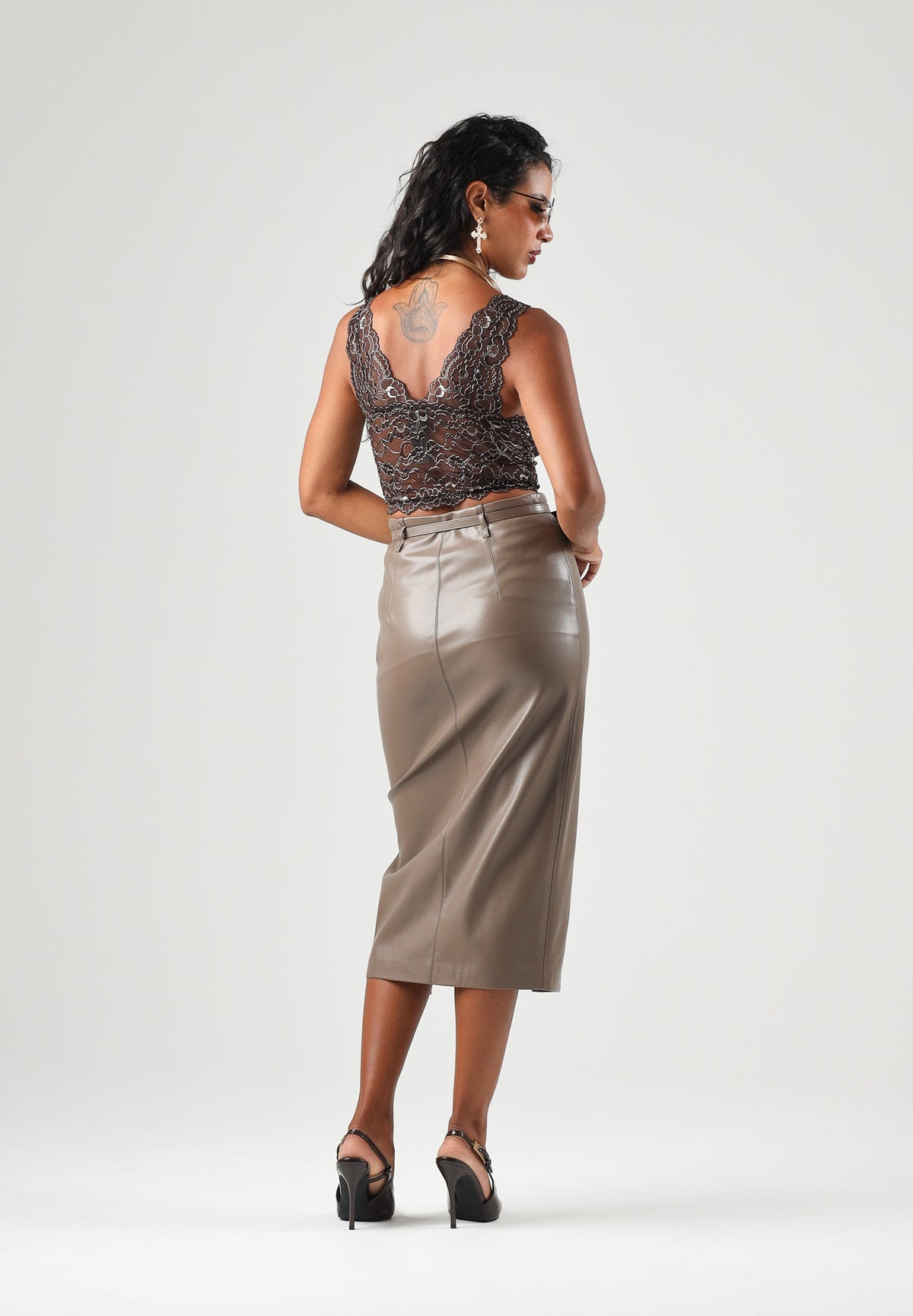 ONLY Bralette ONLLUNA marrone da donna con raffinata lavorazione in pizzo floreale e filato lurex 15244888 COBE ONLY