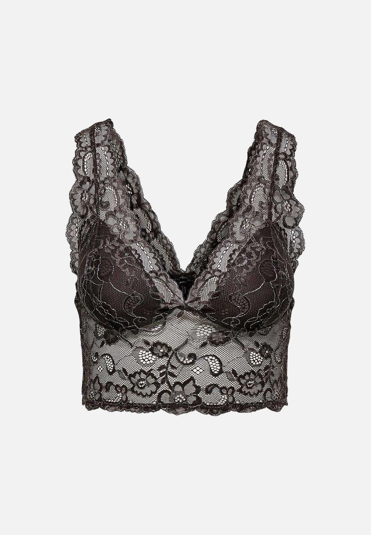 ONLY Bralette ONLLUNA marrone da donna con raffinata lavorazione in pizzo floreale e filato lurex 15244888 COBE ONLY