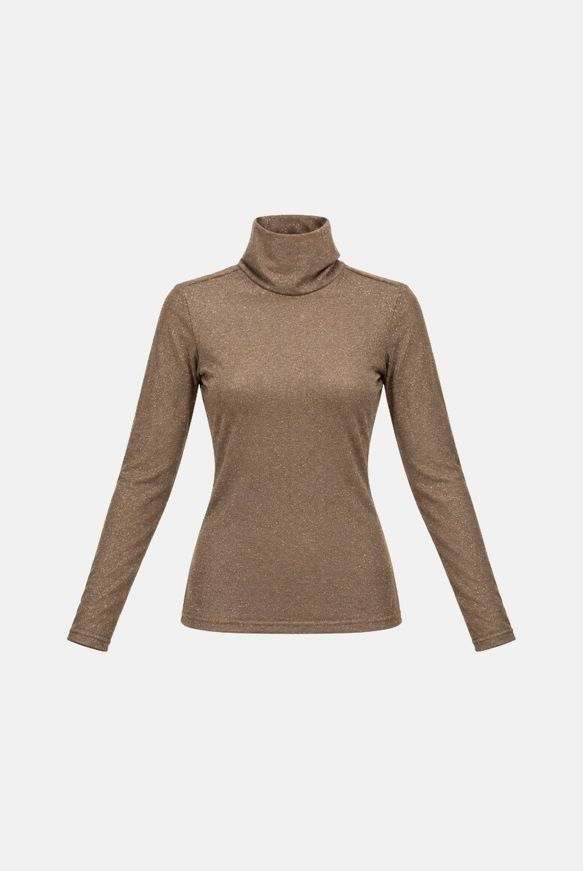 ONLY Maglia collo alto ONLAMERA GLITTER marrone noce da donna con lavorazione trasparente 15307661 WA ONLY