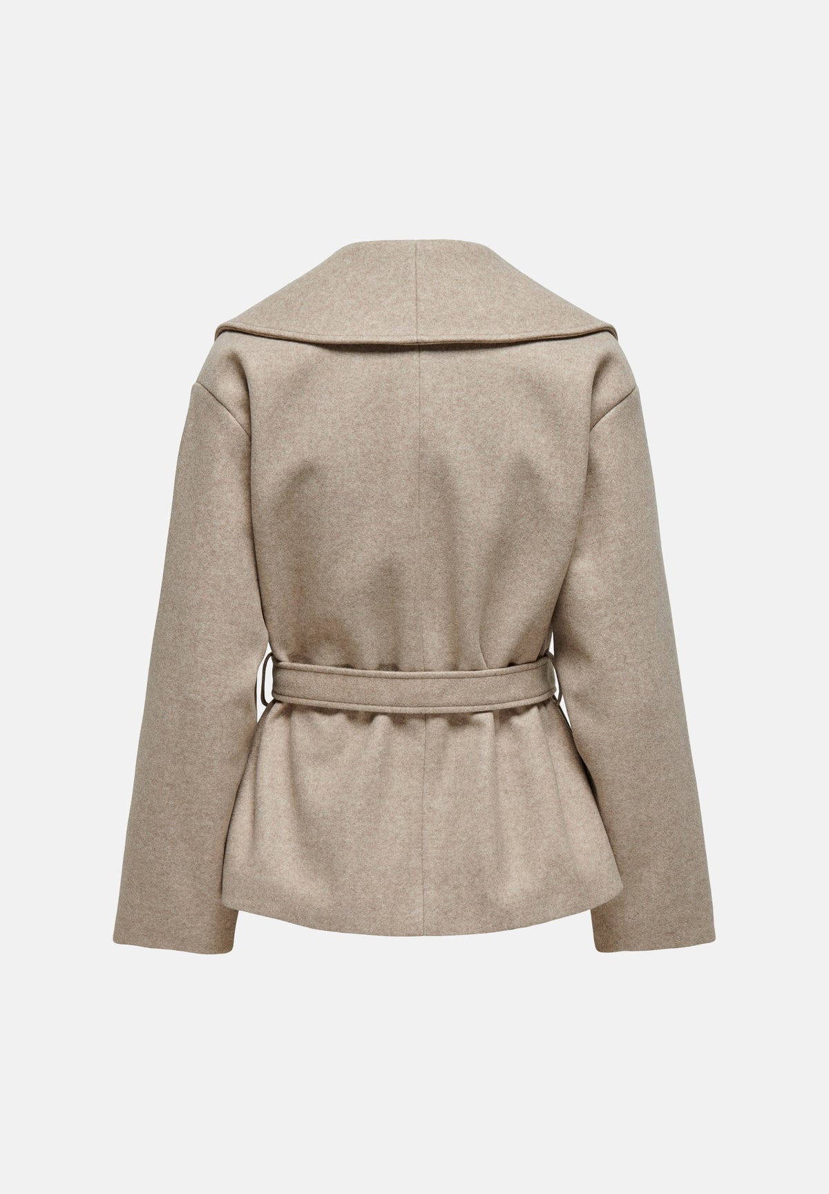 ONLY Cappotto corto ONLLOU SHORT WRAP beige da donna con cintura da annodare in vita e revers ampi 15314352 FU ONLY