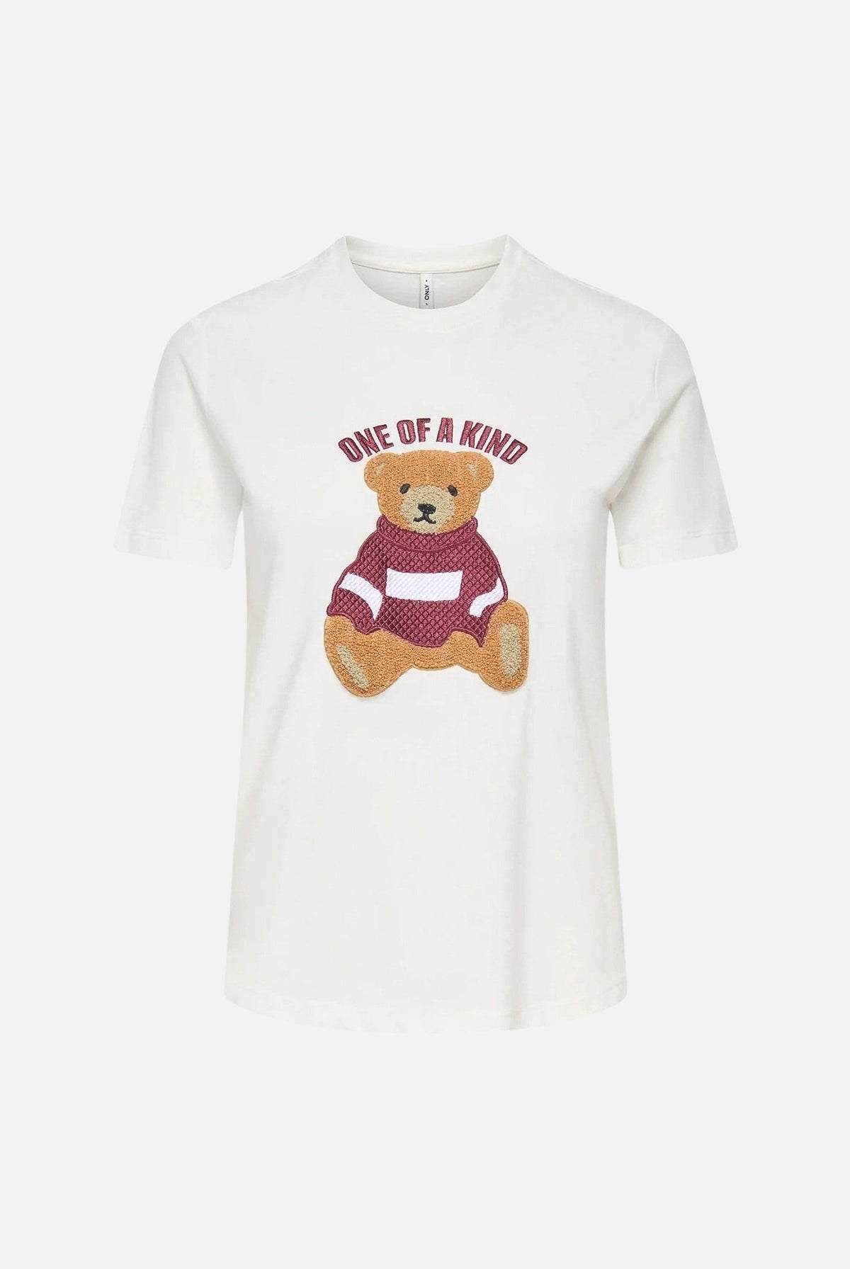 ONLY T-shirt manica corta TEDDY bianca da donna con stampa grafica con orsetto sul petto. 15316954 CLDA ONLY