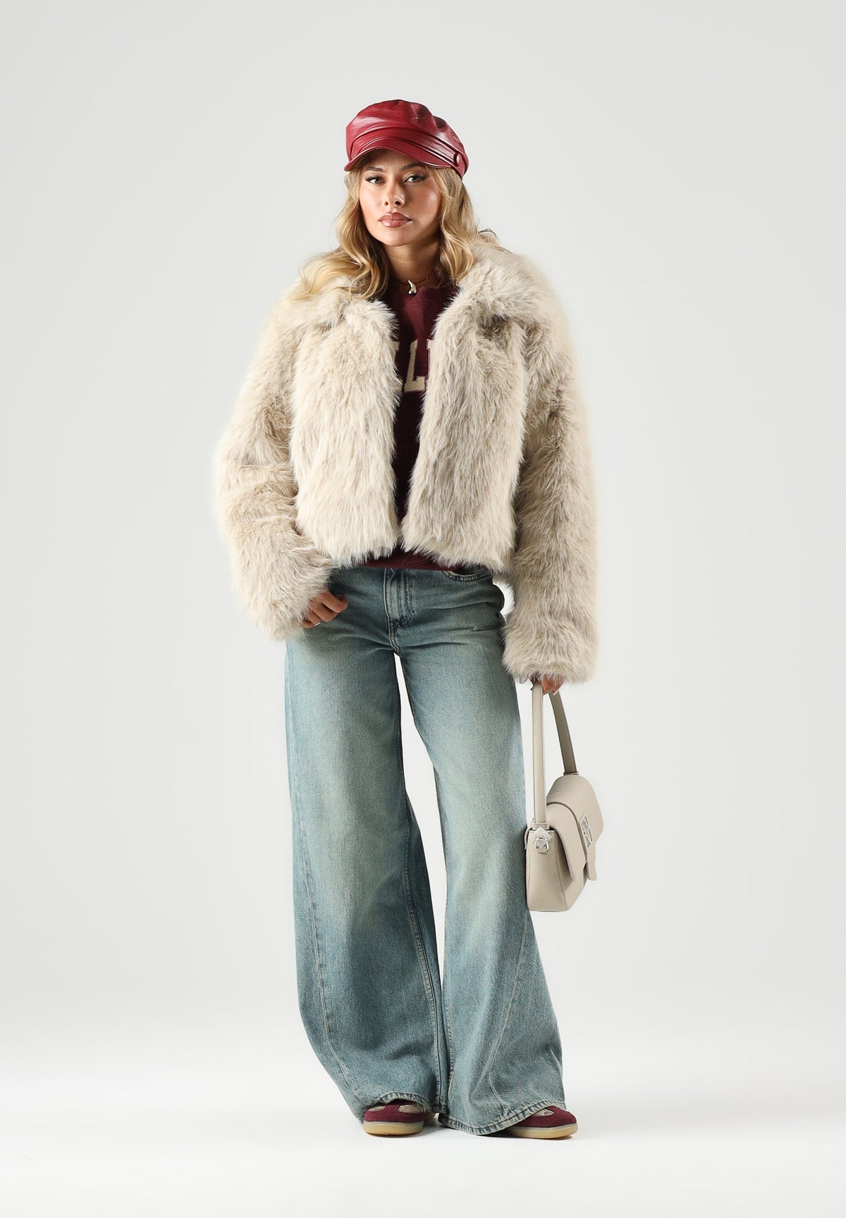 ONLY Pelliccia pietra beige per donna con colletto camicia e chiusura frontale 15322406 PU ONLY