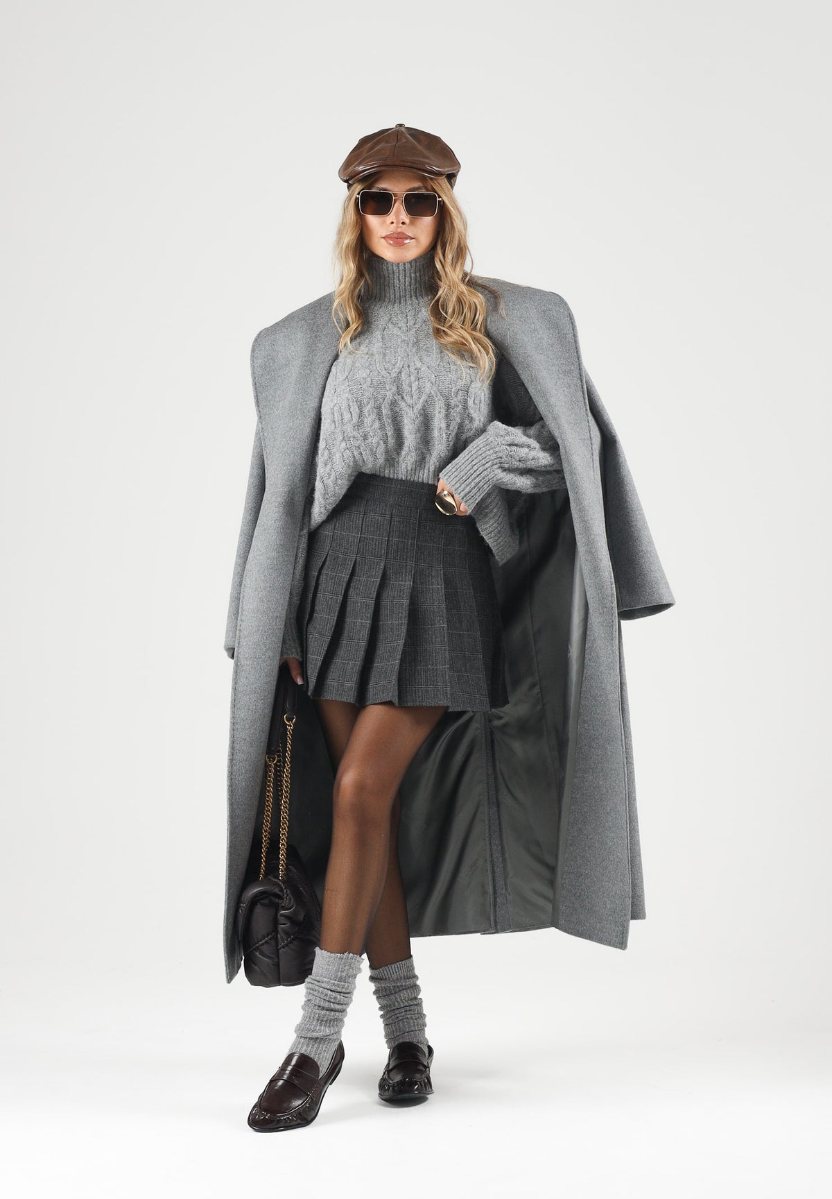 ONLY Gonna plissettata grigio scuro mélange da donna 15328841 DAGR ONLY