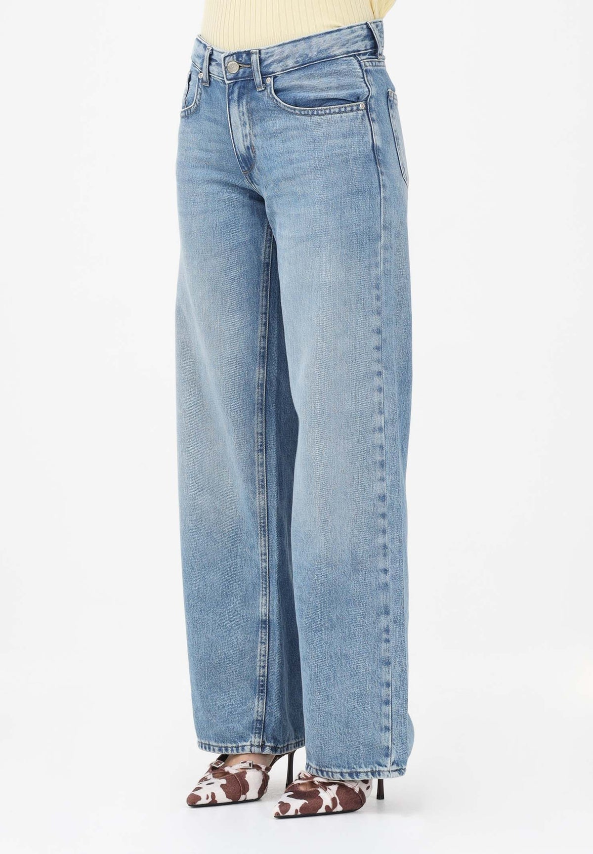 ONLY Jeans wide leg in denim blu medio chiaro da donna 15340011 LIME ONLY