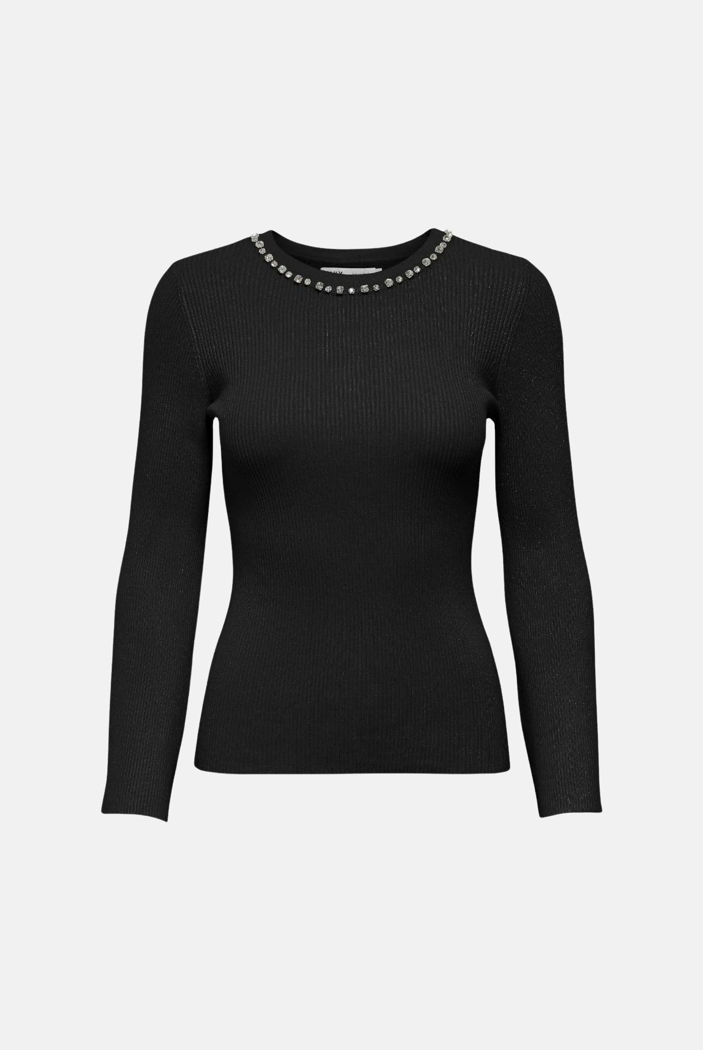 ONLY Pullover NATASCHA birch silver nero da donna con applicazioni gioiello<BR/> 15350822 BLSI ONLY