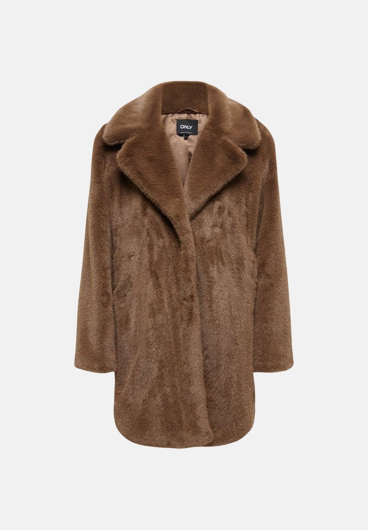 ONLY Pelliccia ONLTATUM FUR JACKET Carafe marrone caffè da donna in ecopelliccia, con ampi revers, maniche lunghe e tasche laterali. 15376779 CA ONLY