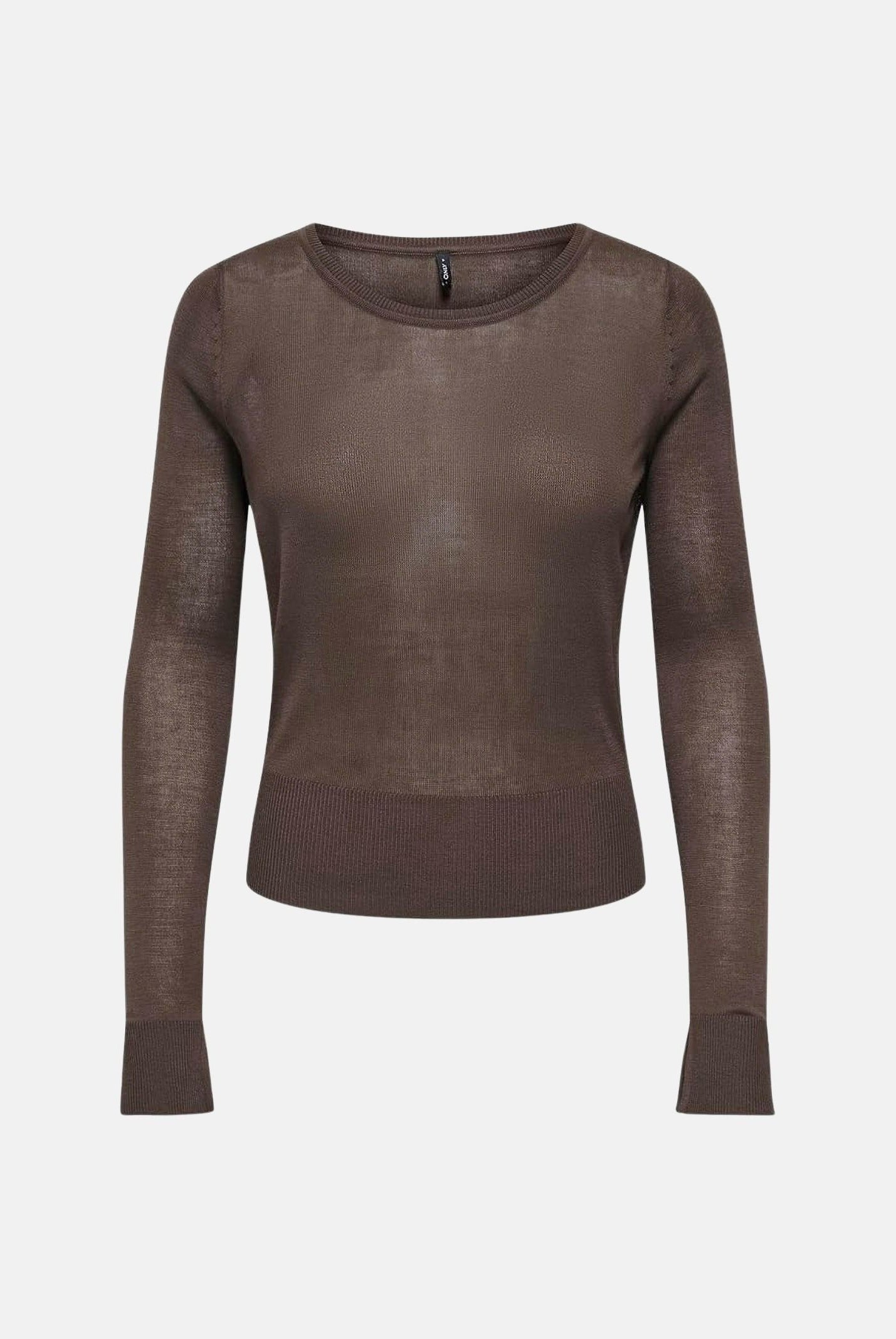 ONLY Maglia ONLVIENNA Bracken, marrone scuro, da donna con spacchi laterali 15378046 BR ONLY
