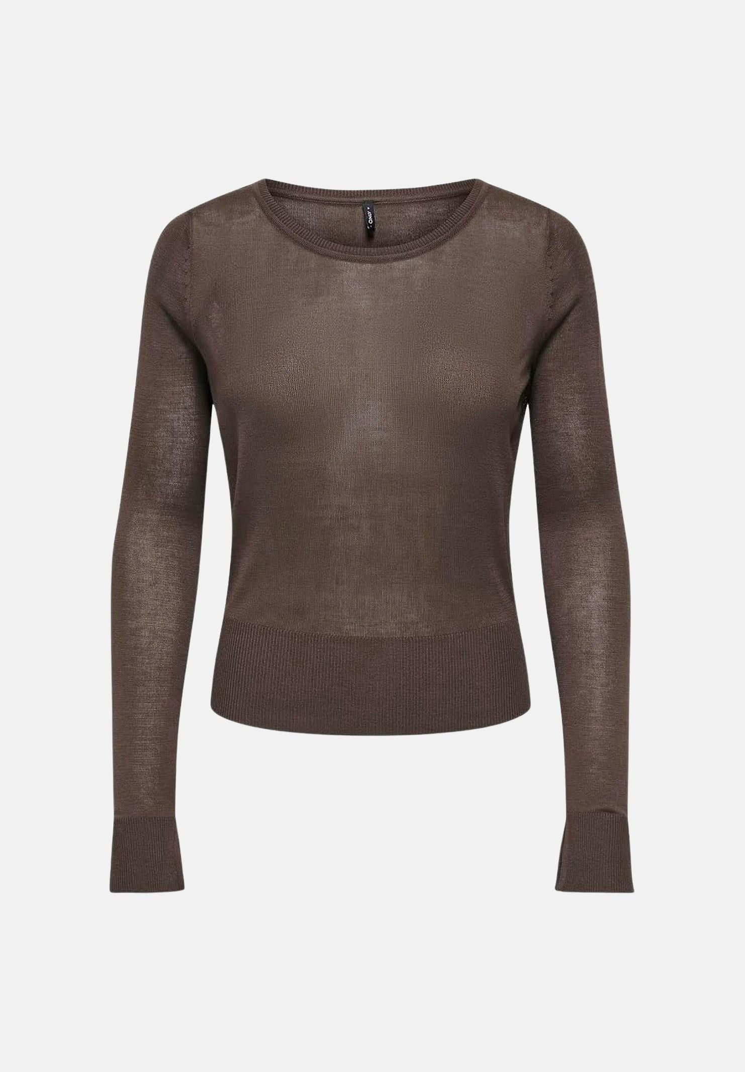 ONLY Maglia ONLVIENNA Bracken, marrone scuro, da donna con spacchi laterali 15378046 BR ONLY