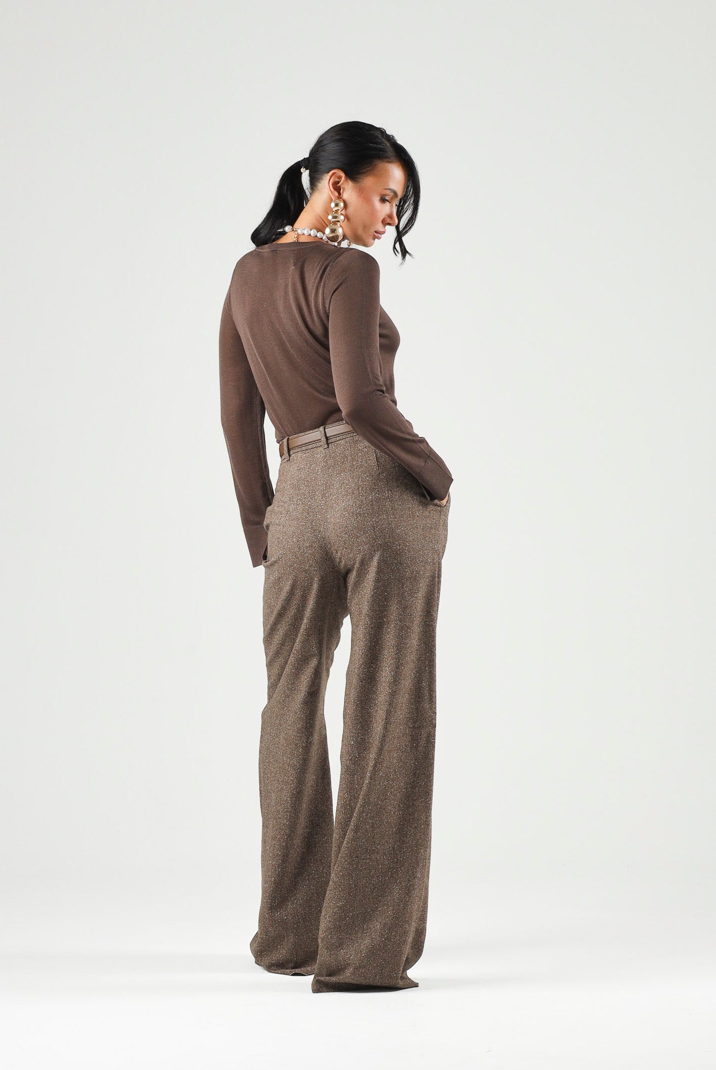 ONLY Maglia ONLVIENNA Bracken, marrone scuro, da donna con spacchi laterali 15378046 BR ONLY