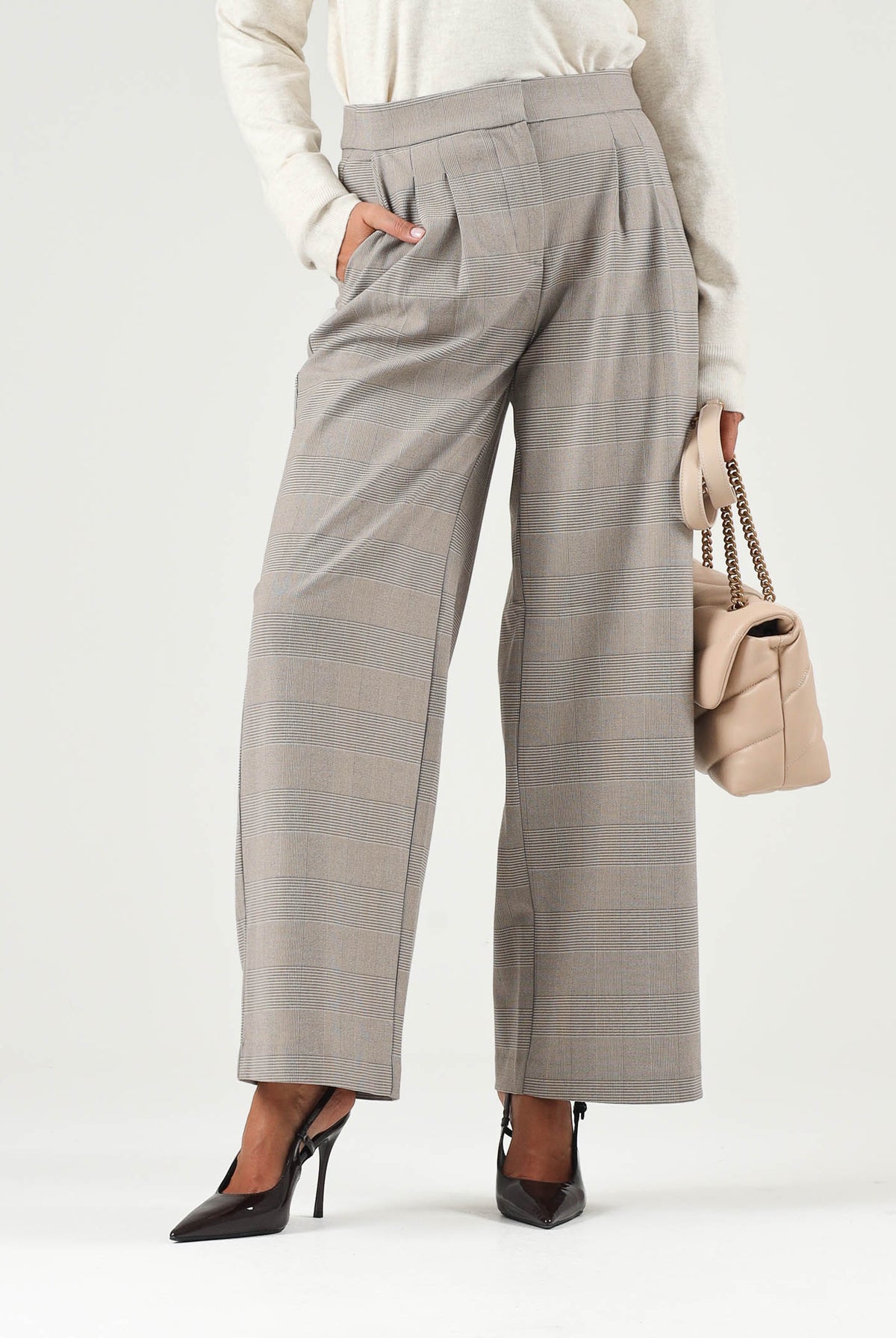 ONLY Pantaloni classici beige da donna dal taglio ampio e vita regolare. 15378529 ST ONLY