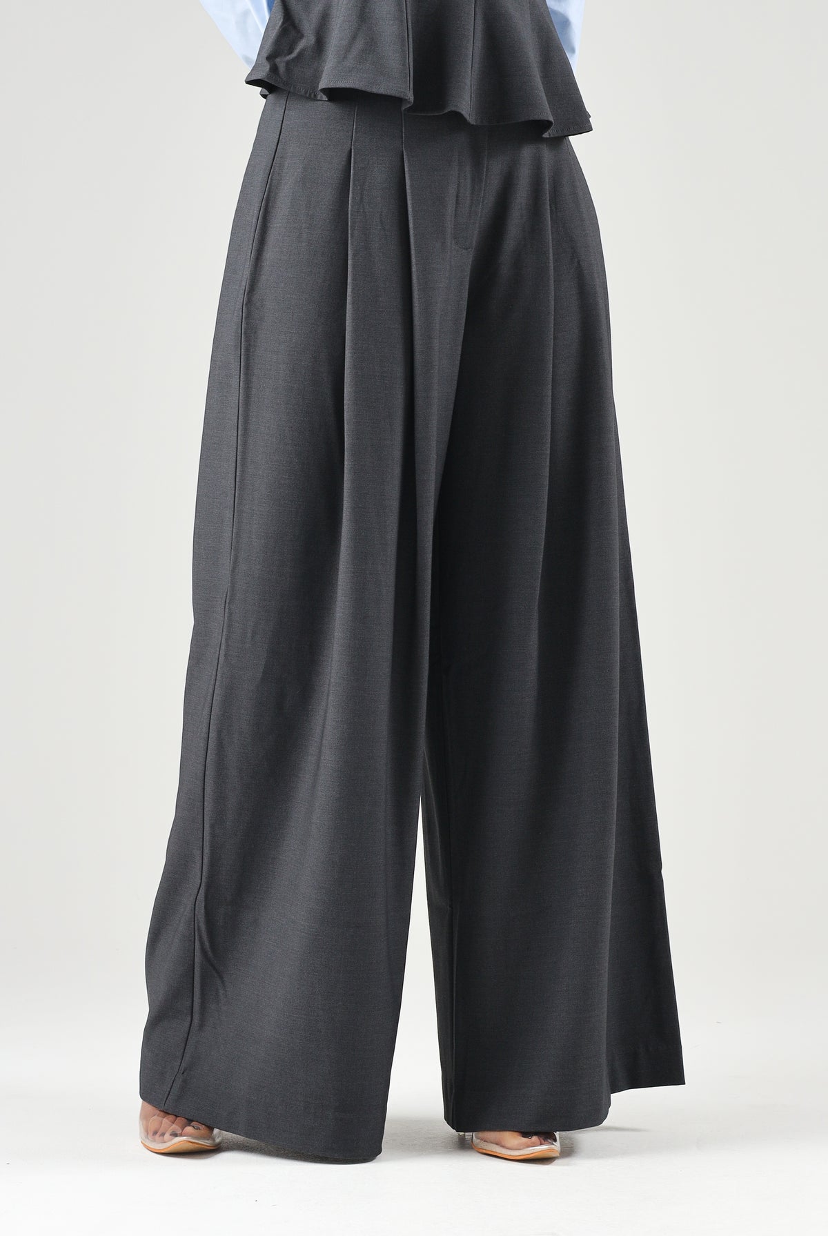 ONLY Pantaloni dark melang-grigio scuro per donna in tessuto fluido con elastico in vita. 15378692 DAGR ONLY