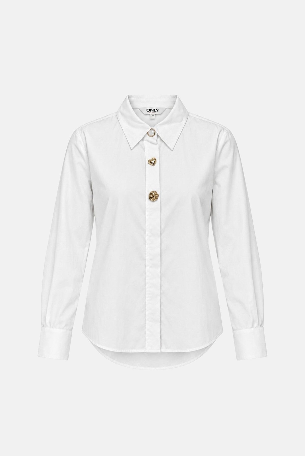 ONLY Camicia a manica lunga AYLEN CARLY bianca per donna con bottoni gioiello dorati e colletto classico. 15383696 BRWH ONLY