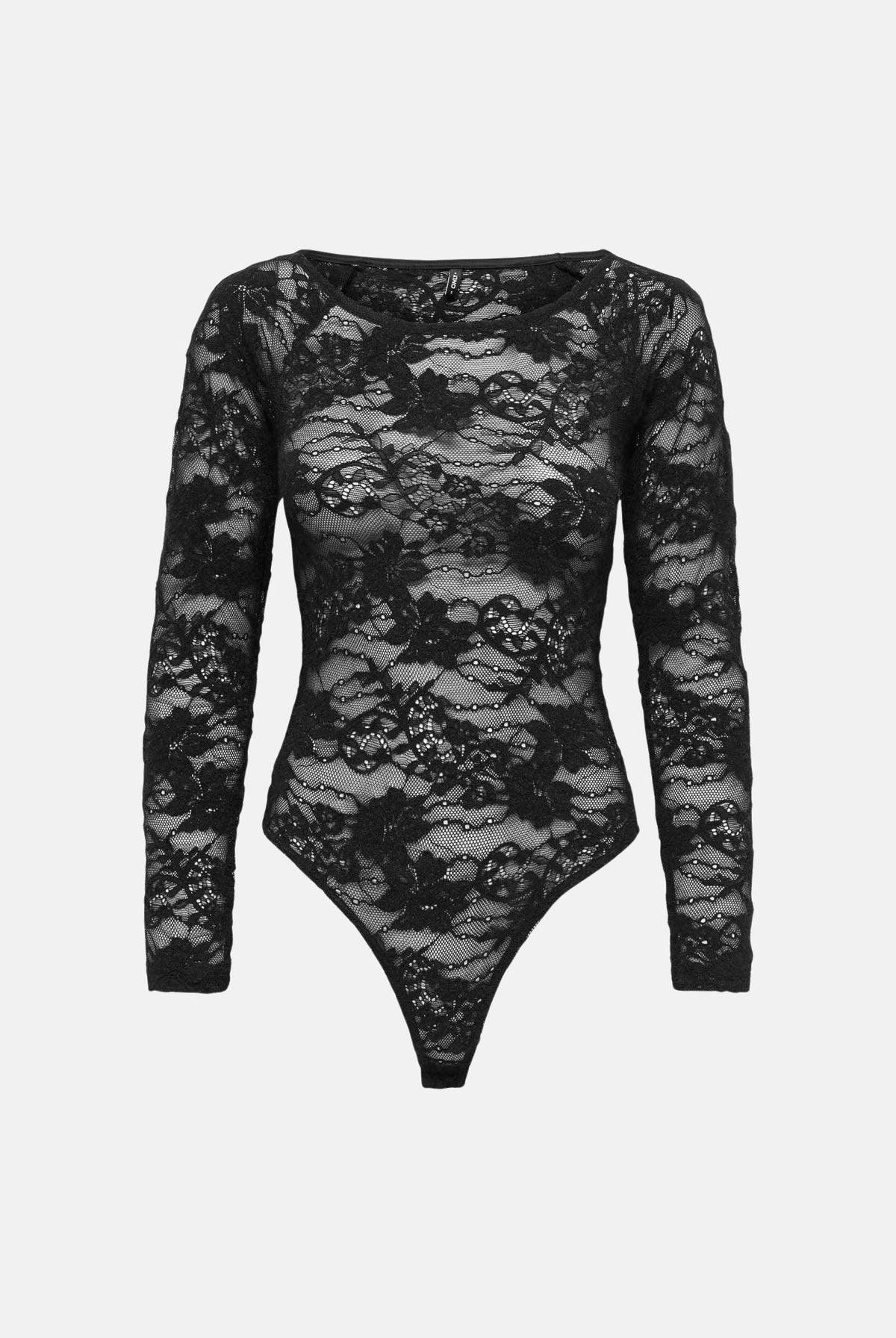 ONLY Body ONLRUE L/S LACE BODYSTOCKING nero da donna con fantasia in pizzo trasparente 15384367 BL ONLY
