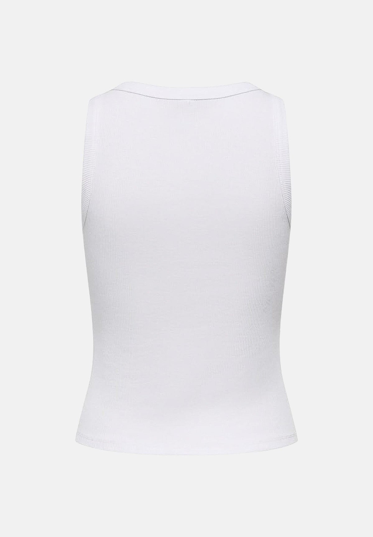 ONLY Top smanicato bianco per donna con scollo rotondo e applicazioni metalliche sul colletto. 15385401 BRWH ONLY
