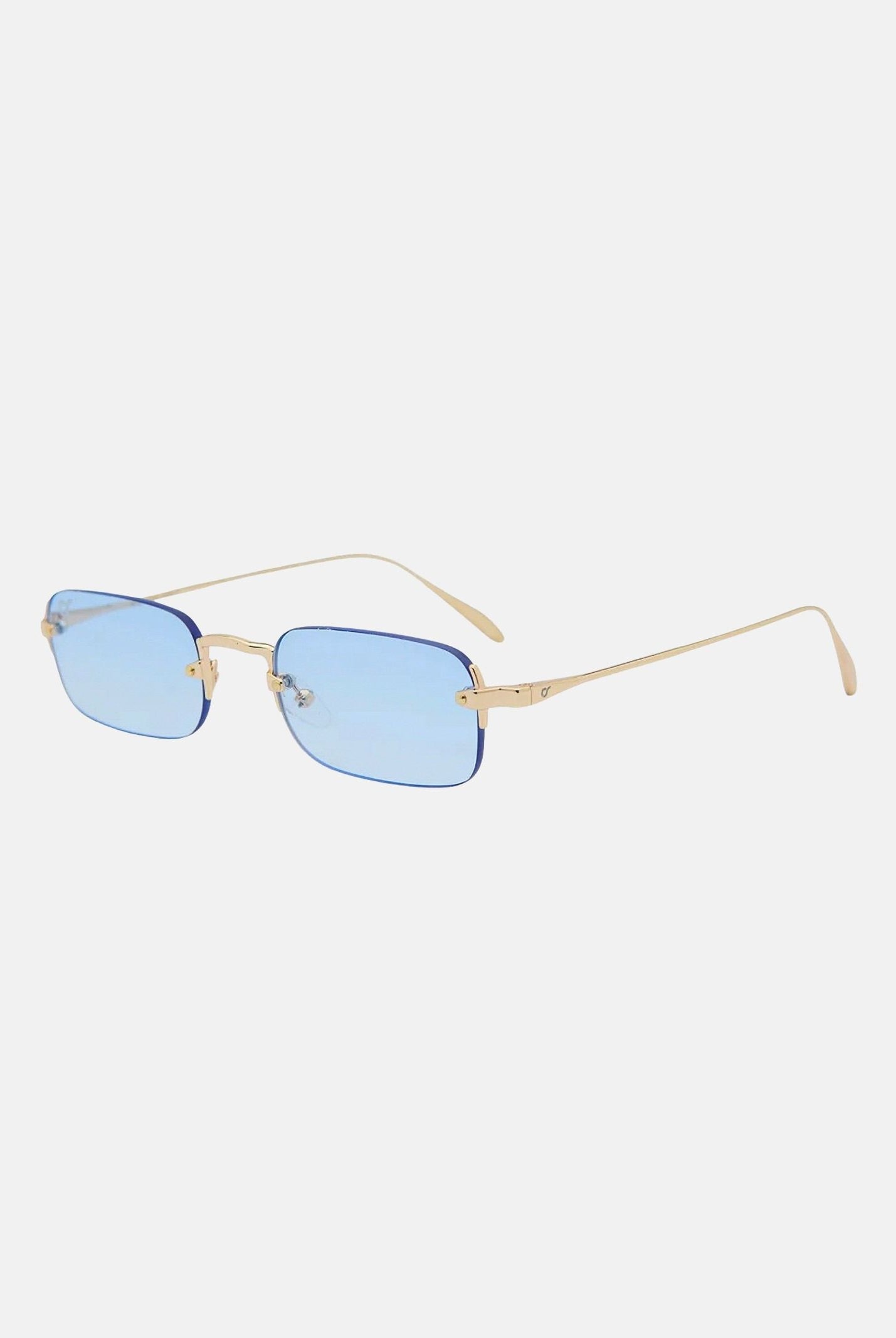 OS SUNGLASSES Occhiali da sole VOLOS, per uomo e donna, con montatura sottile in metallo e lenti geometriche azzurre. OS2073 C02 OS SUNGLASSES