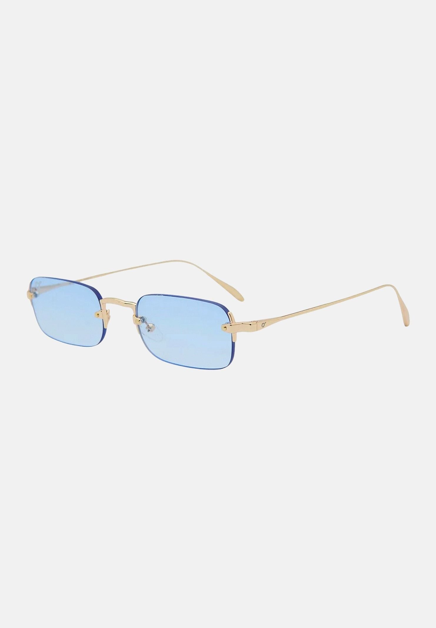 OS SUNGLASSES Occhiali da sole VOLOS, per uomo e donna, con montatura sottile in metallo e lenti geometriche azzurre. OS2073 C02 OS SUNGLASSES