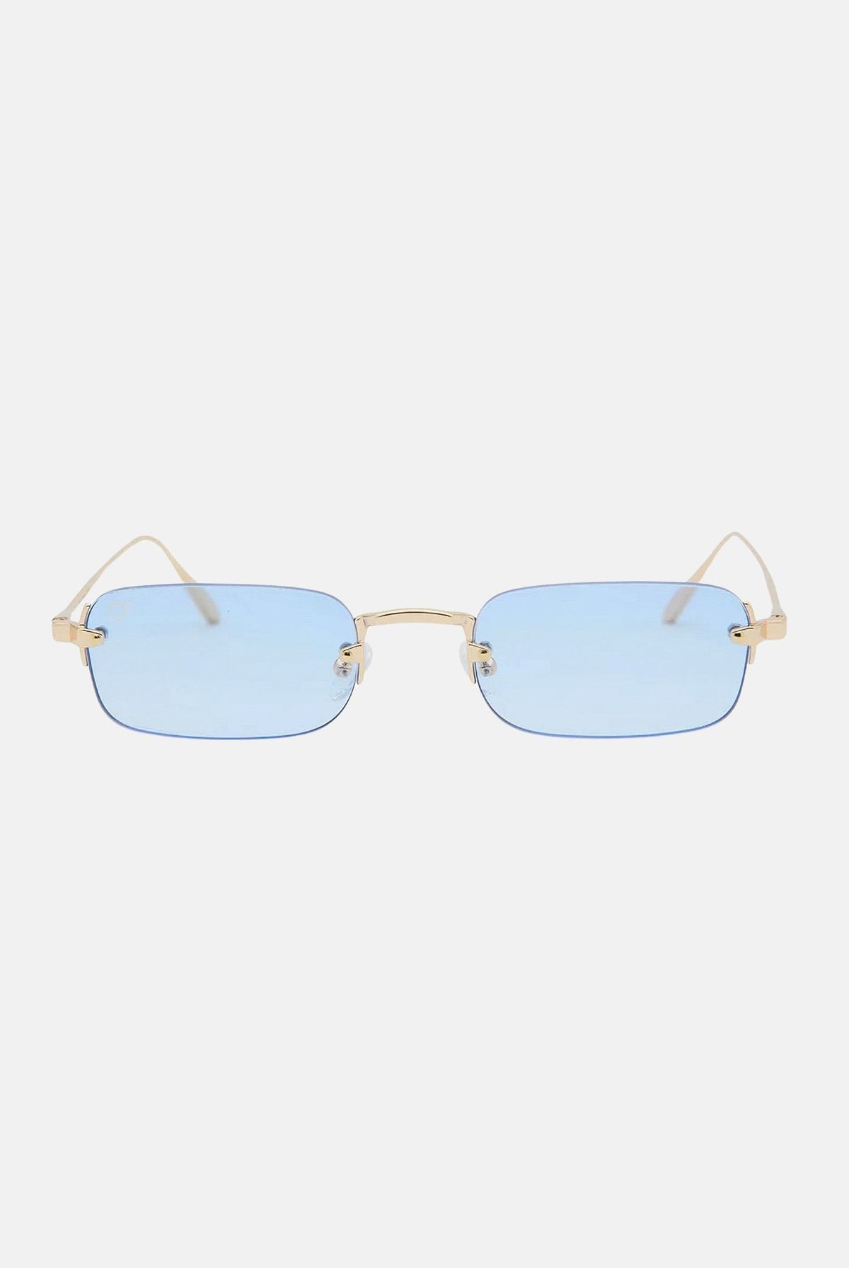OS SUNGLASSES Occhiali da sole VOLOS, per uomo e donna, con montatura sottile in metallo e lenti geometriche azzurre. OS2073 C02 OS SUNGLASSES