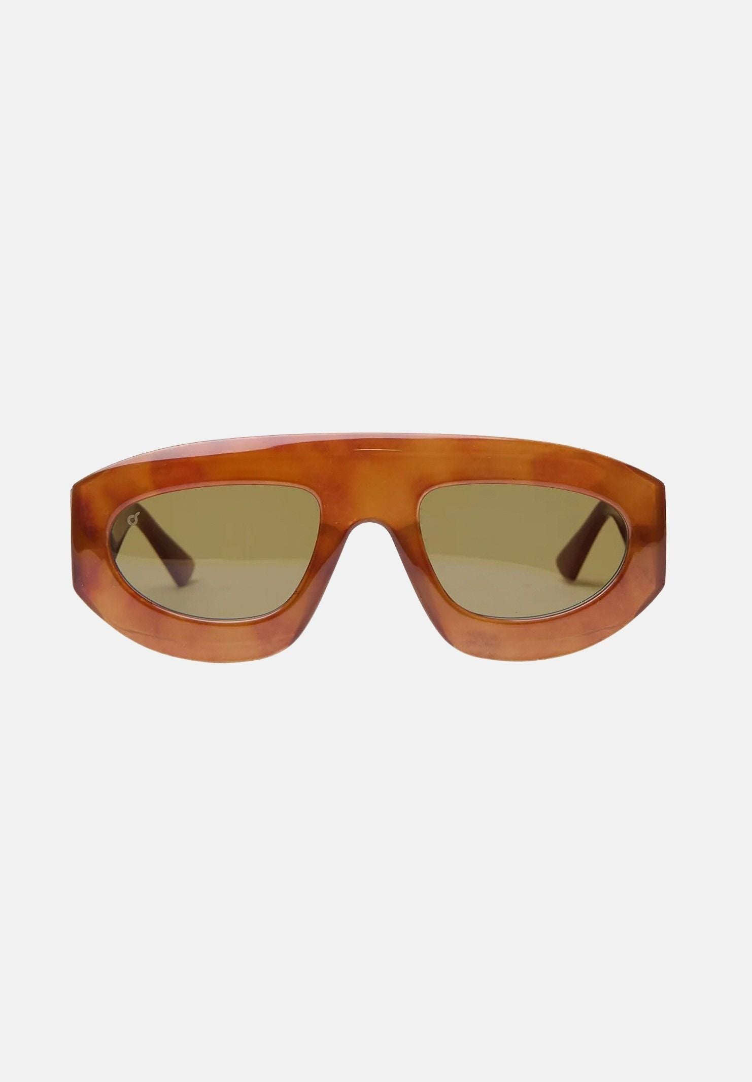 OS SUNGLASSES Occhiali da sole OSAKA per uomo e donna, con montatura tinta unita effetto Safari e lenti verdi. OS3002 C01 OS SUNGLASSES