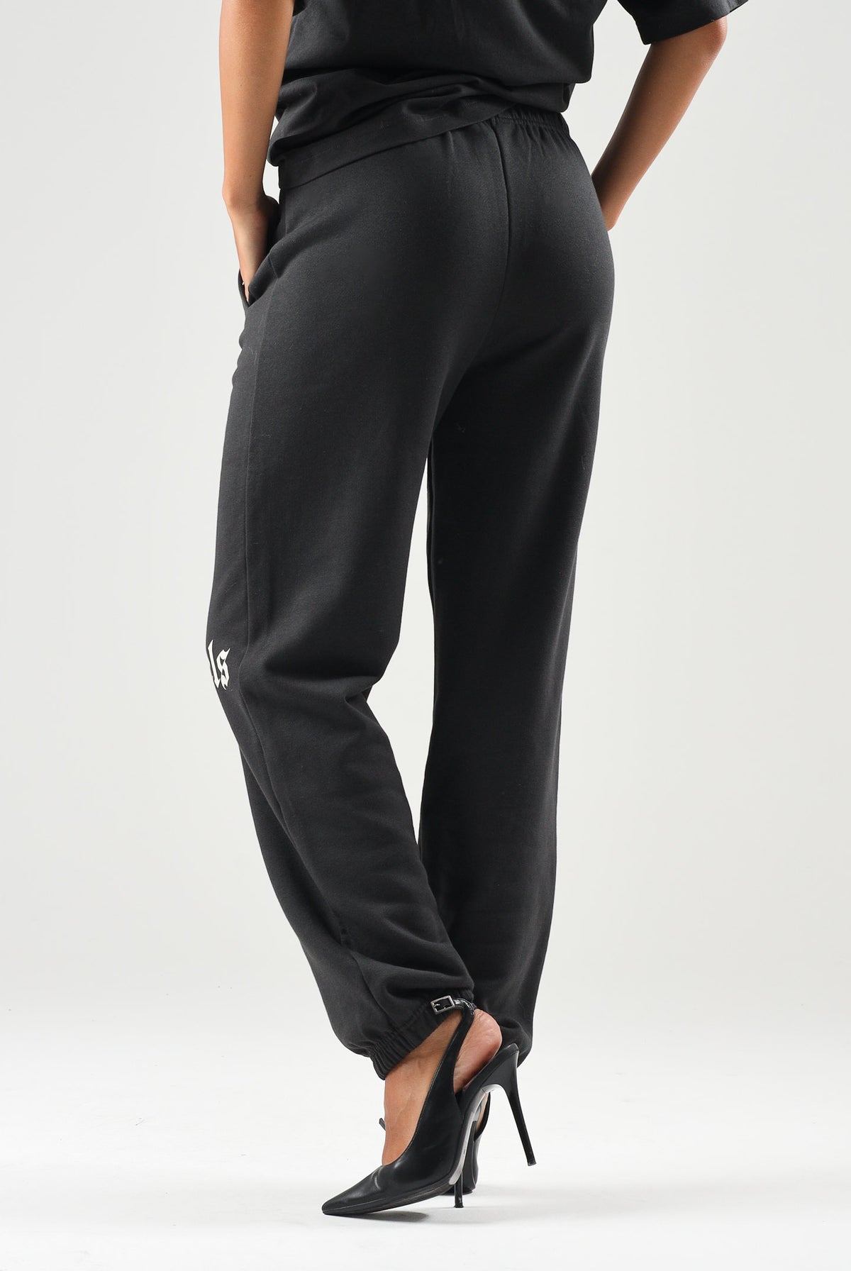 PALM ANGELS Pantaloni neri per donna, ragazza e bambina con vita elasticizzata regolabile con coulisse a contrasto F6PAJBFP016 110 PALM ANGELS