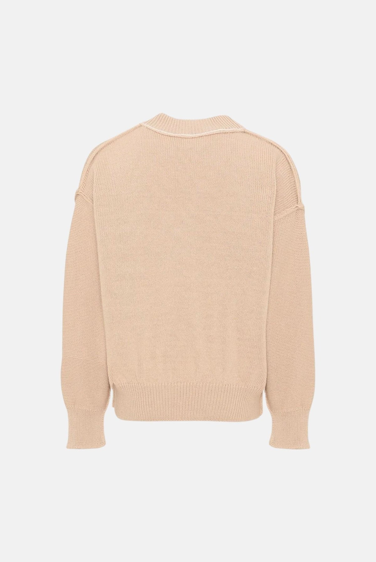 PALM ANGELS Maglione girocollo beige per donna, ragazza e bambina con logo ad intarsio sul davanti. F6PAJBJP146 1531 PALM ANGELS