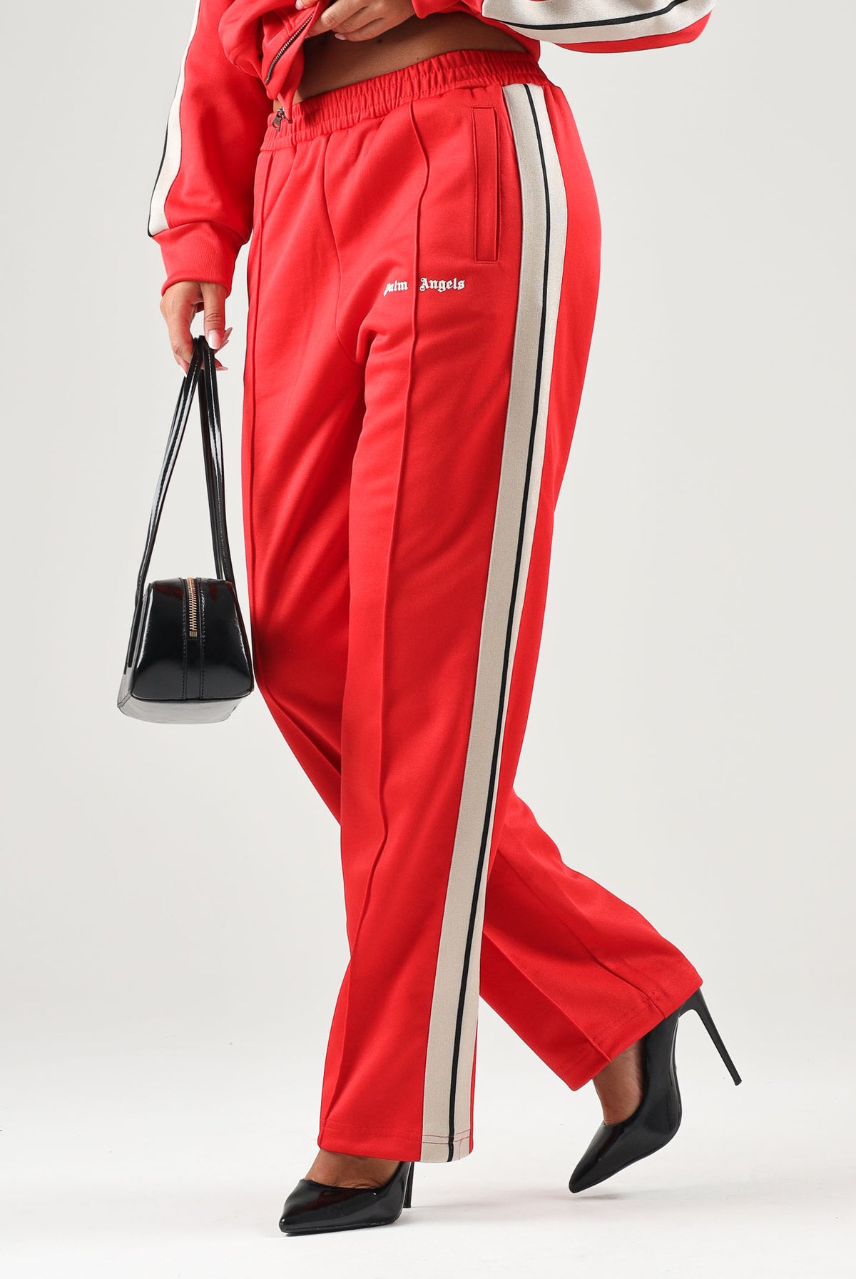 PALM ANGELS Pantalone rosso per donna, ragazza e bambina con bande laterali bianche F6PAJBPA029 040 PALM ANGELS