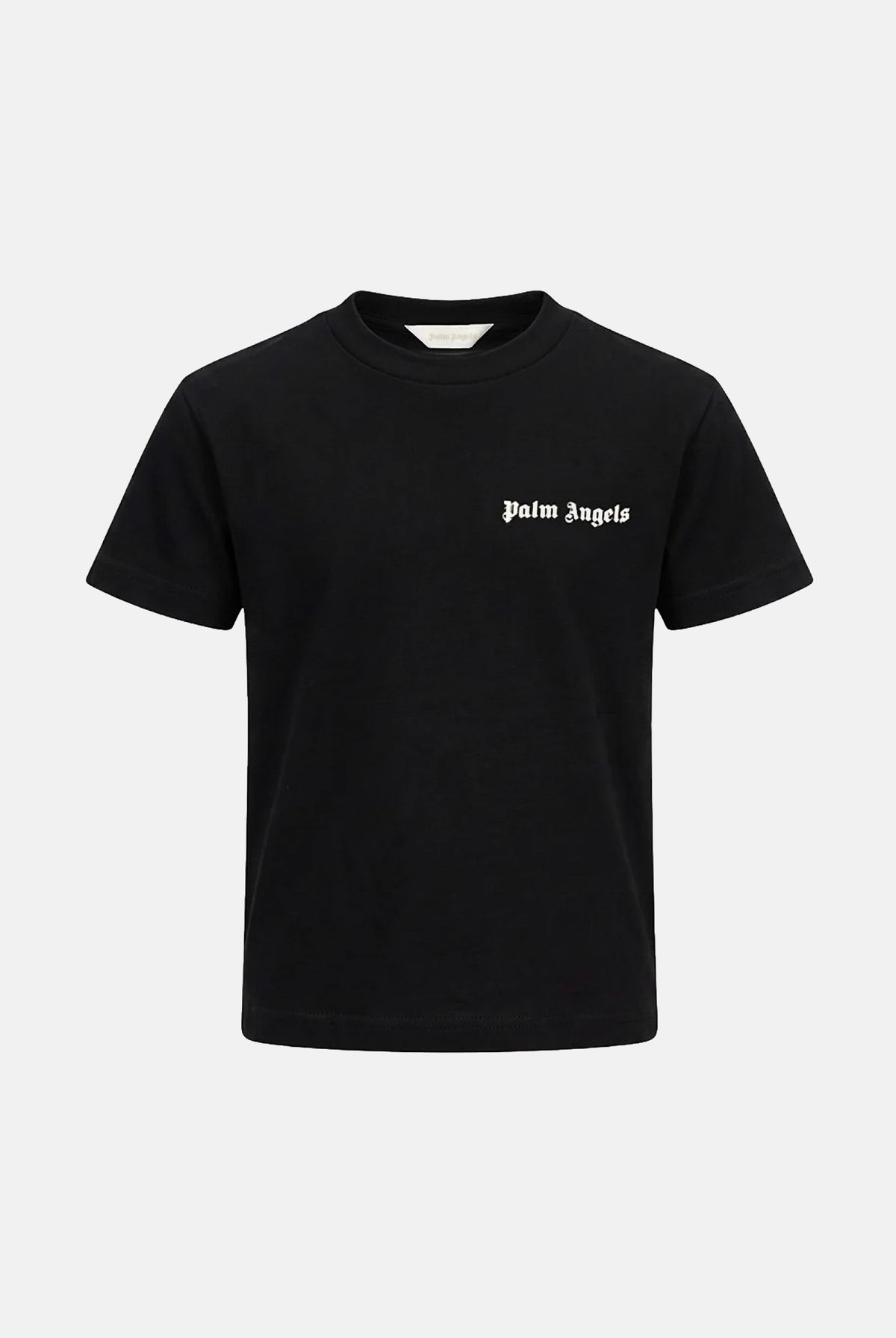 PALM ANGELS T-shirt LOGO nera per donna, ragazza e bambina con logo stampato a contrasto. F6PAJBTH017 110 PALM ANGELS