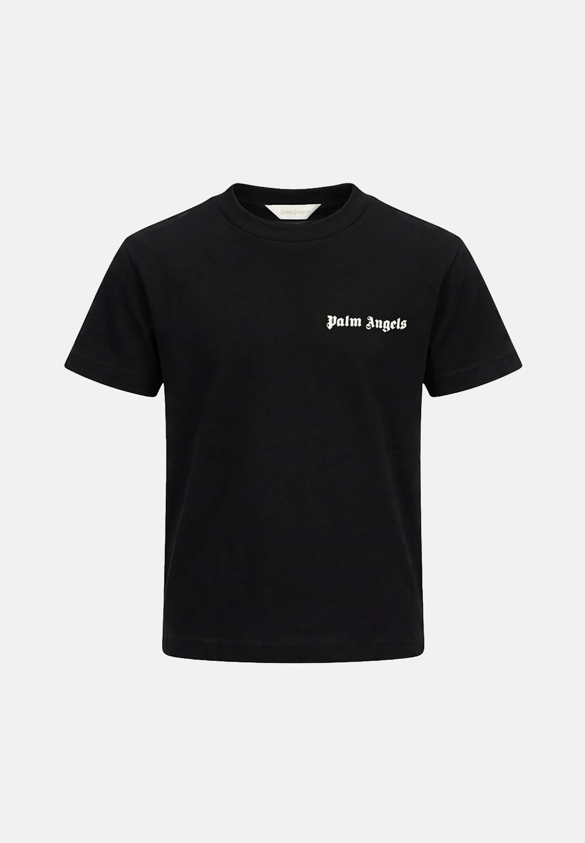 PALM ANGELS T-shirt LOGO nera per donna, ragazza e bambina con logo stampato a contrasto. F6PAJBTH017 110 PALM ANGELS