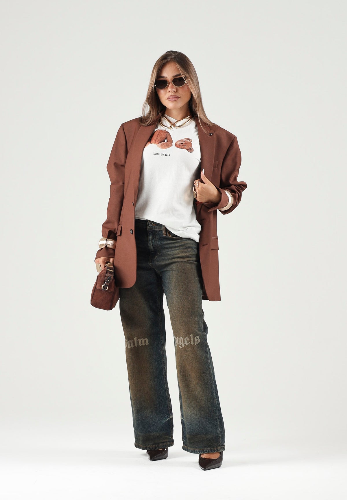 PALM ANGELS T-shirt manica corta teddy bear cocco per donna, ragazza e bambina con stampa grafica e logo frontale. F6PAJBTH061 412 PALM ANGELS