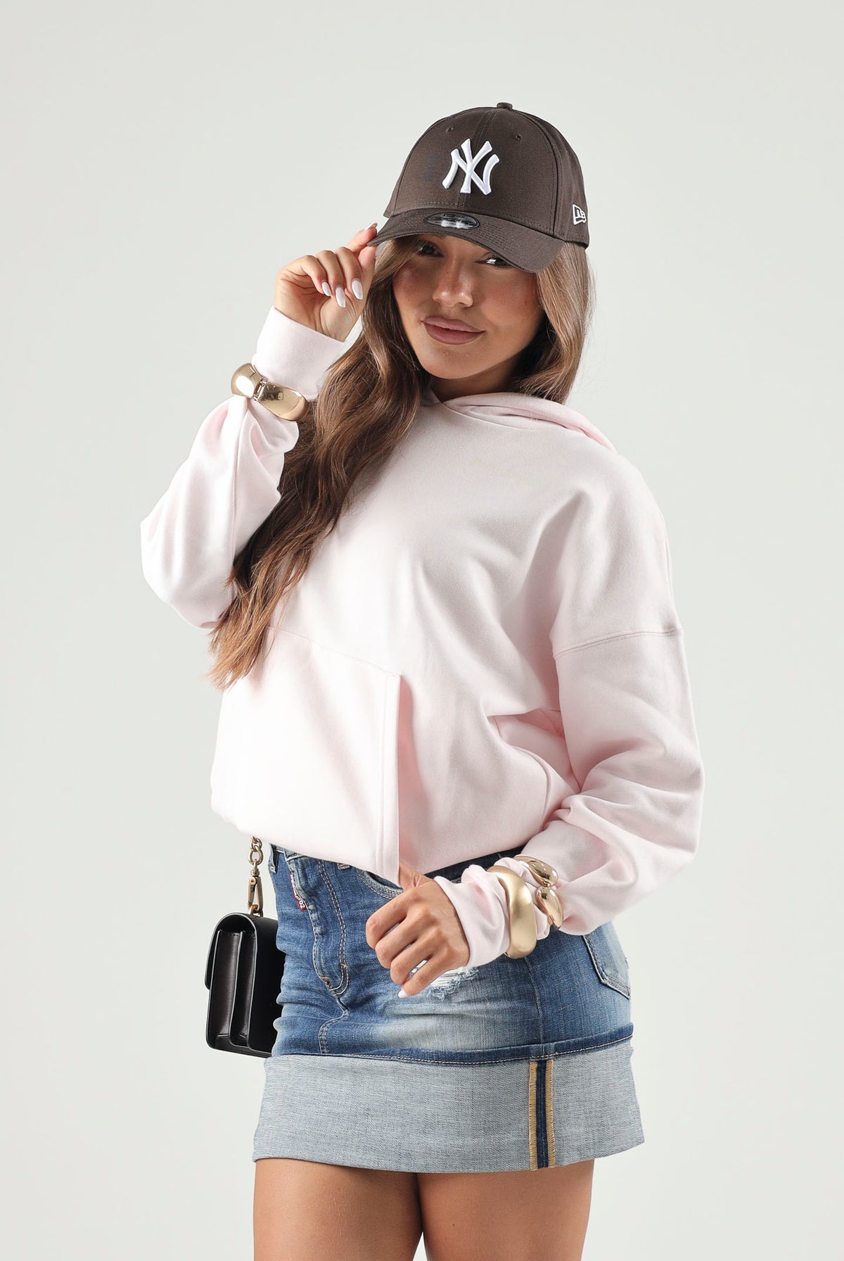 PALM ANGELS Felpa con cappuccio rosa per donna, ragazza e bambina con tasca a marsupio e logo frontale. F6PAJGHS063 042 PALM ANGELS
