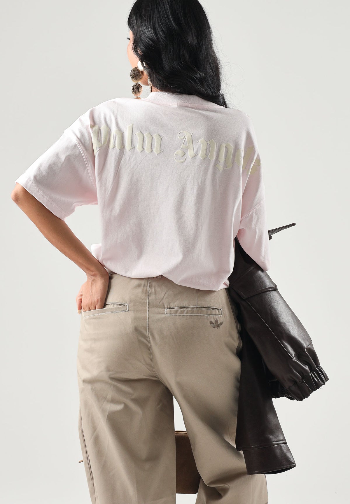 PALM ANGELS T-shirt manica corta OVERSIZED CLASSIC TEE rosa per donna, ragazza e bambina con collo alto e vestibilità ampie F6PAJGTH064 042 PALM ANGELS