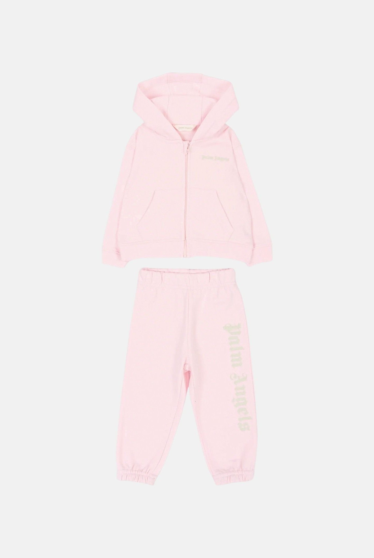 PALM ANGELS Tuta in felpa rosa da neonato con logo stampato F6PANGTP181 042 PALM ANGELS
