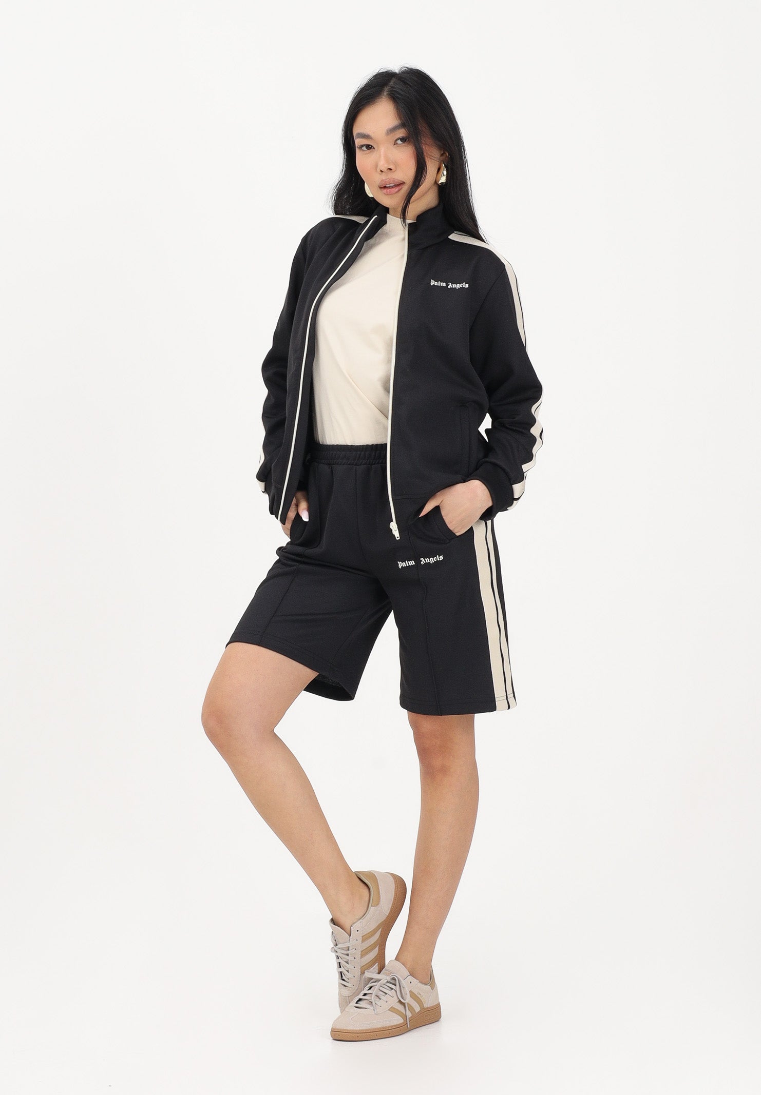 PALM ANGELS Felpa con zip nera per donna, ragazzi e bambini con logo PBBD002S26FAB001 110 PALM ANGELS