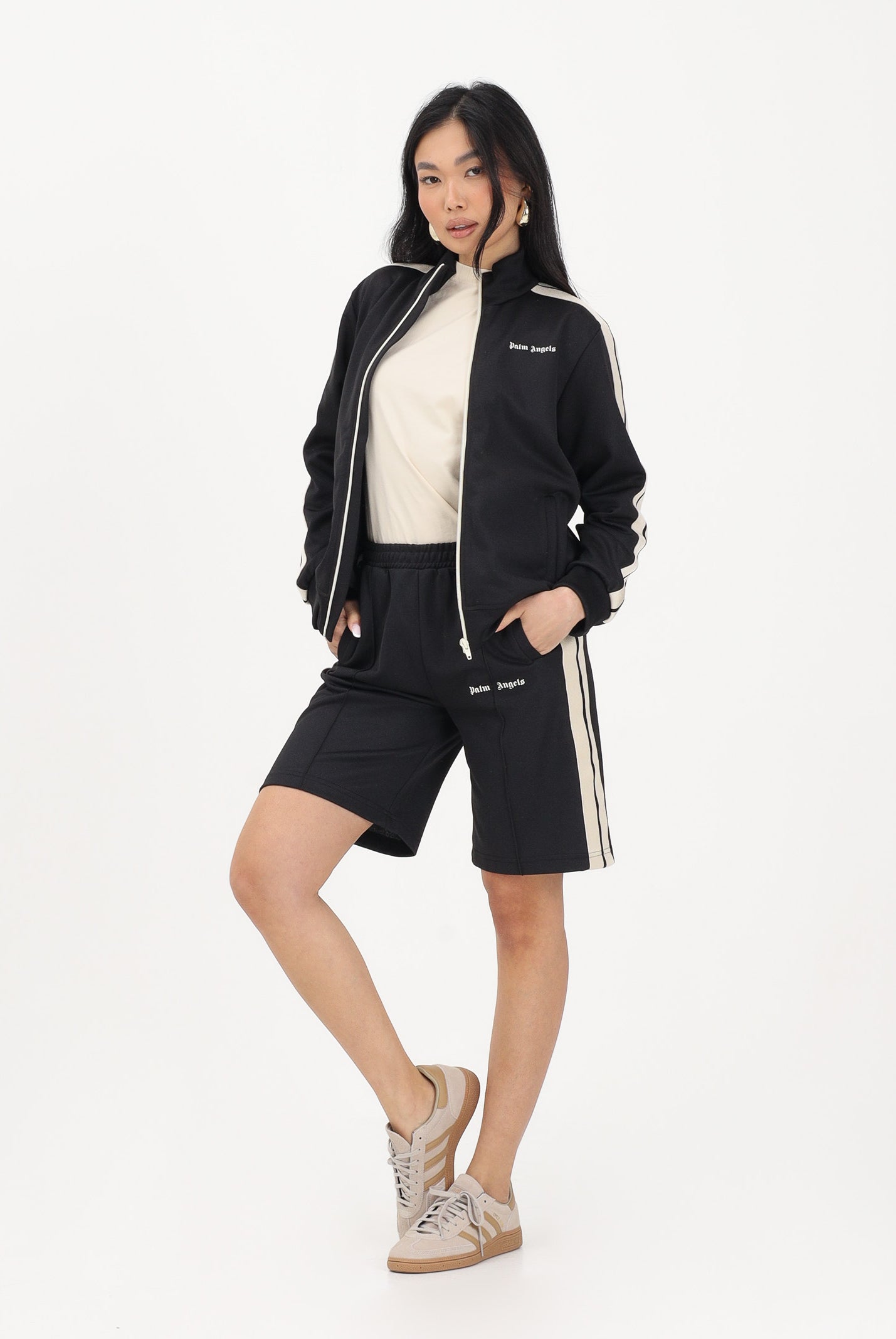 PALM ANGELS Felpa con zip nera per donna, ragazzi e bambini con logo PBBD002S26FAB001 110 PALM ANGELS