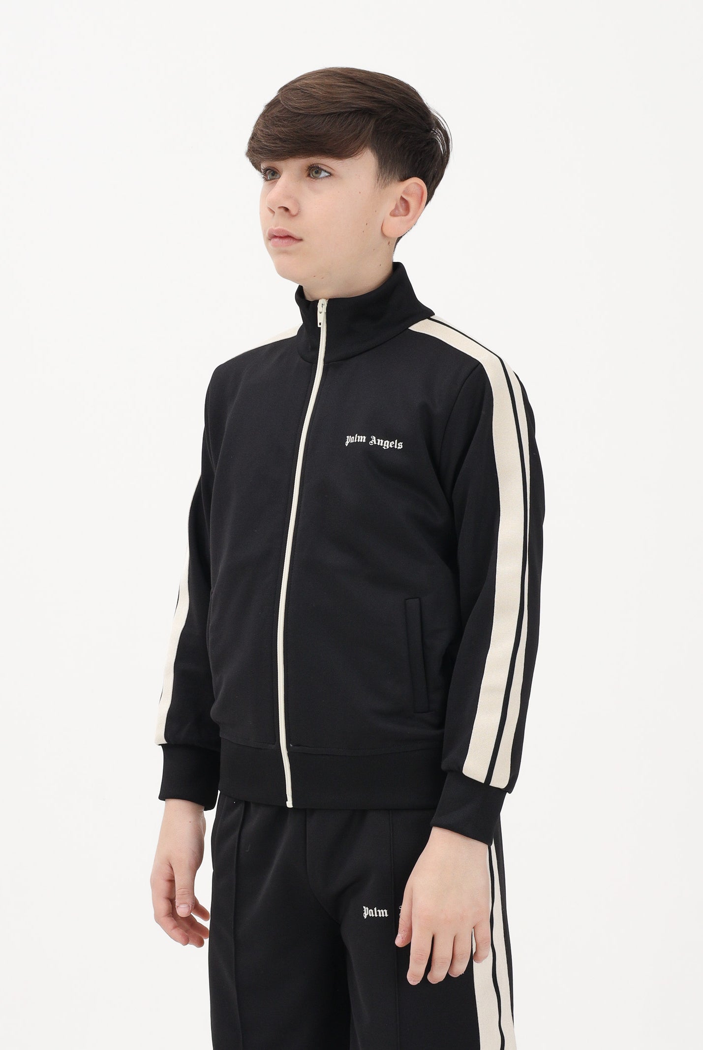 PALM ANGELS Felpa con zip nera per donna, ragazzi e bambini con logo PBBD002S26FAB001 110 PALM ANGELS