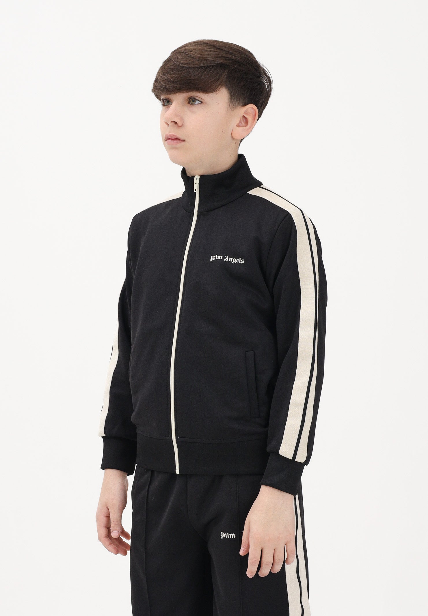 PALM ANGELS Felpa con zip nera per donna, ragazzi e bambini con logo PBBD002S26FAB001 110 PALM ANGELS