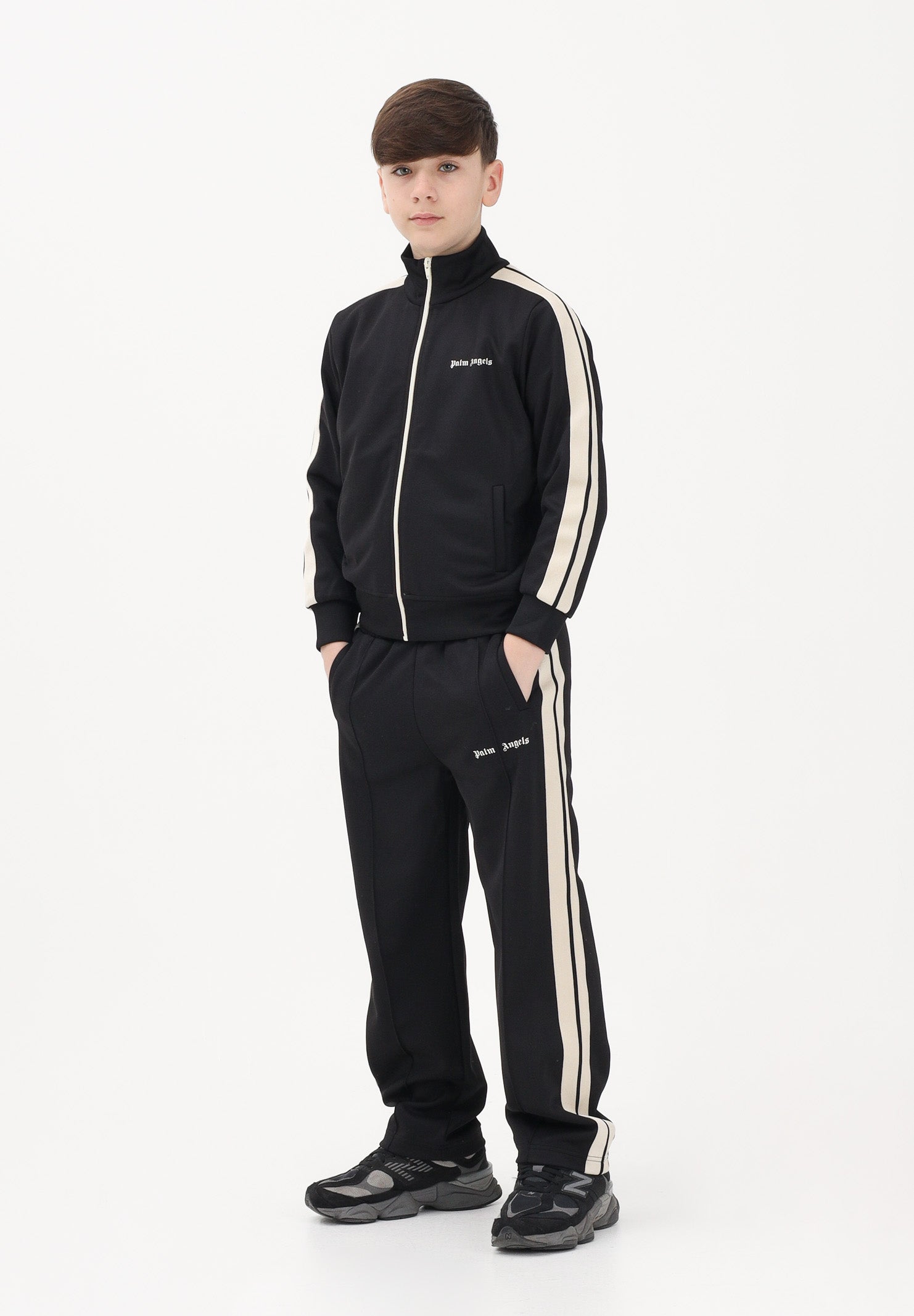 PALM ANGELS Felpa con zip nera per donna, ragazzi e bambini con logo PBBD002S26FAB001 110 PALM ANGELS