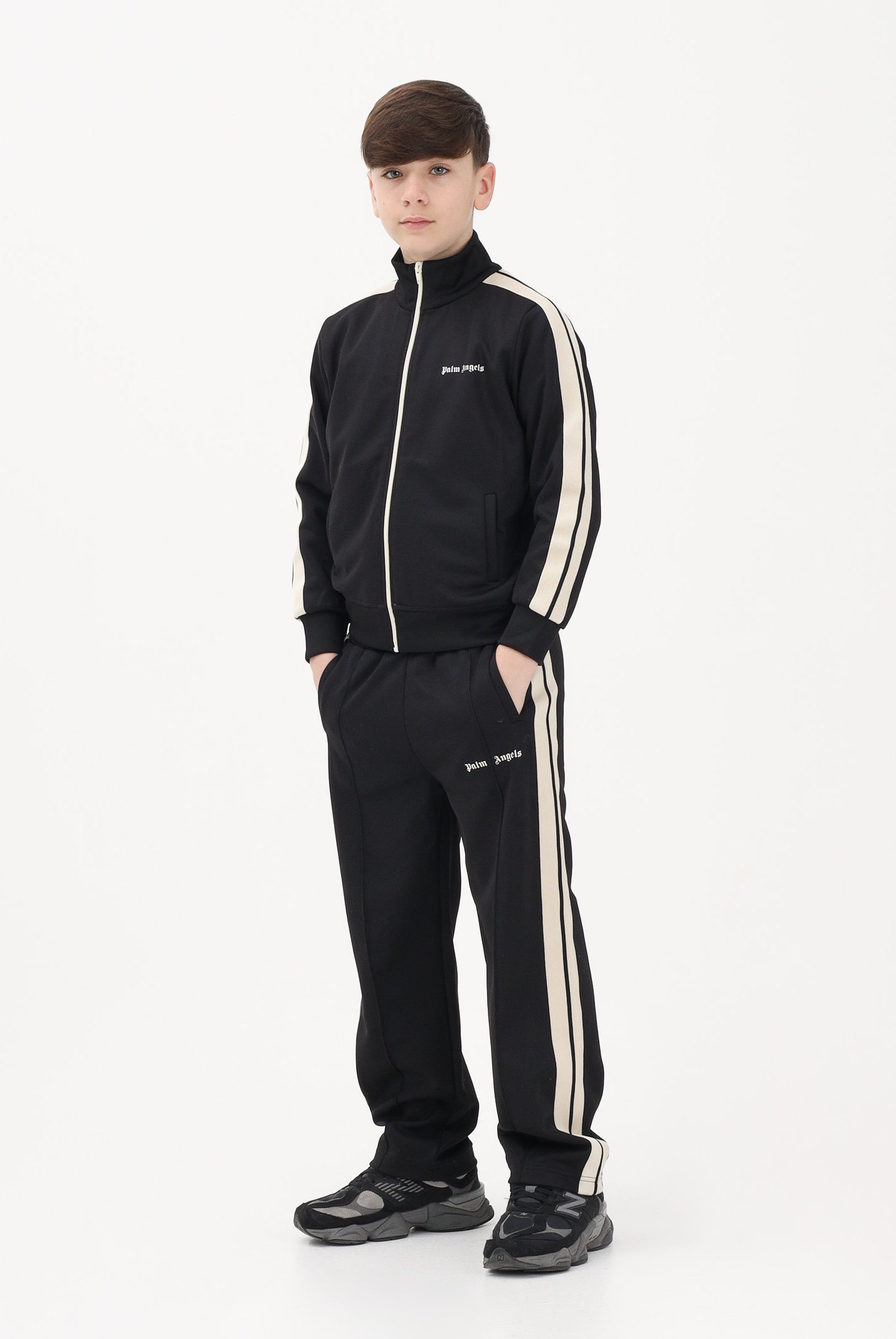 PALM ANGELS Felpa con zip nera per donna, ragazzi e bambini con logo PBBD002S26FAB001 110 PALM ANGELS