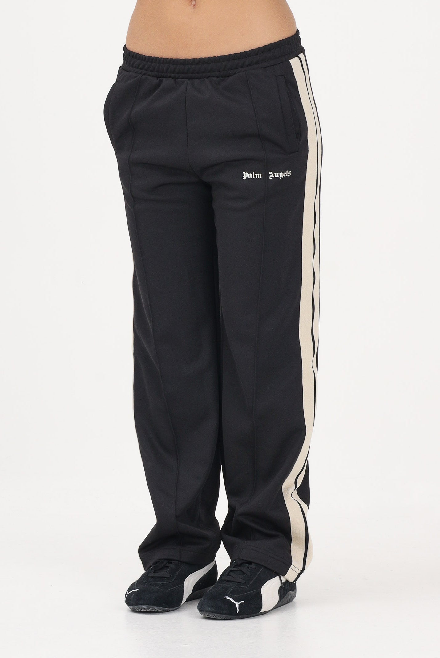 PALM ANGELS Pantalone sportivo nero per donna, ragazzi e bambini con logo PBCJ002S26FAB001 110 PALM ANGELS