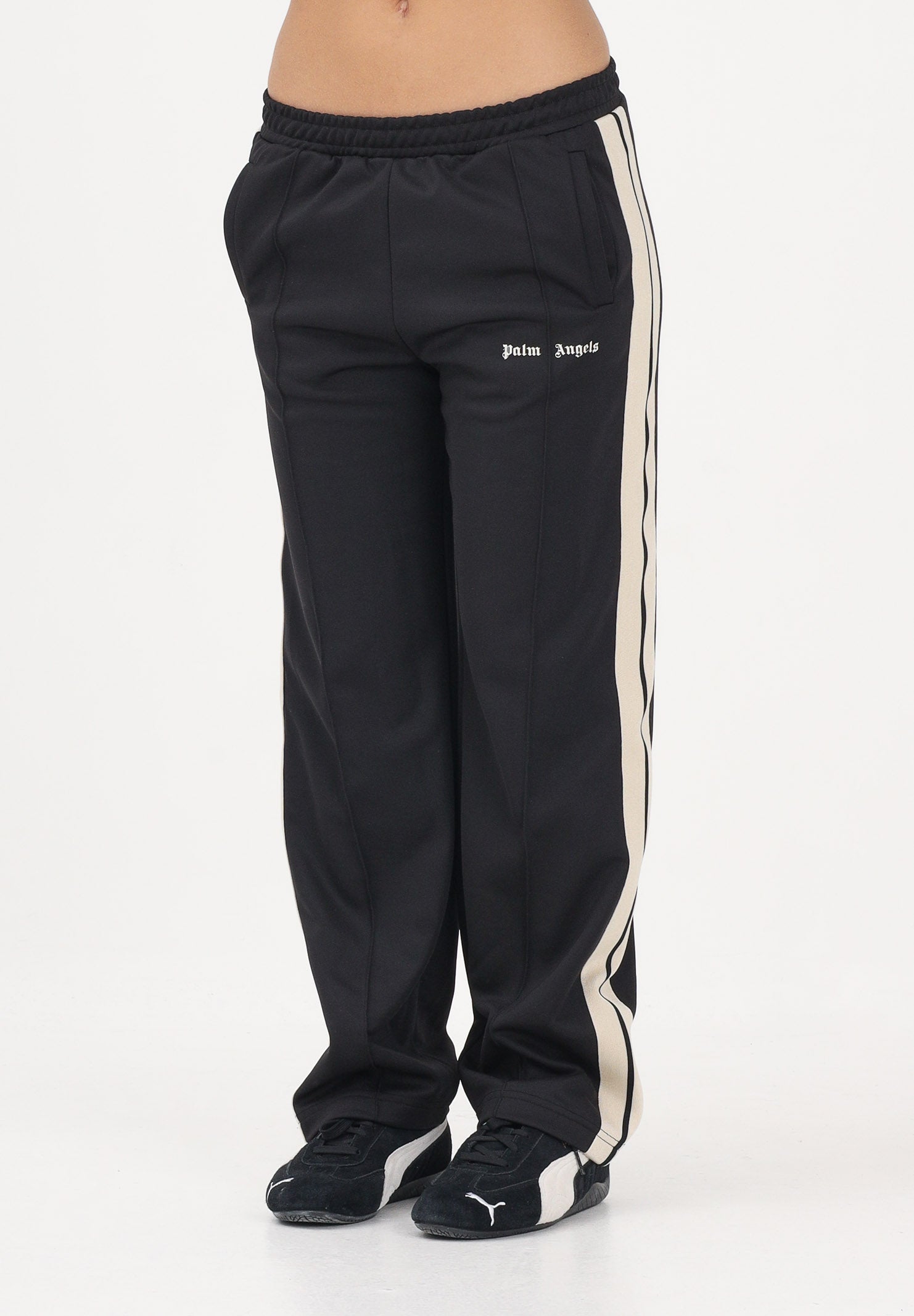 PALM ANGELS Pantalone sportivo nero per donna, ragazzi e bambini con logo PBCJ002S26FAB001 110 PALM ANGELS