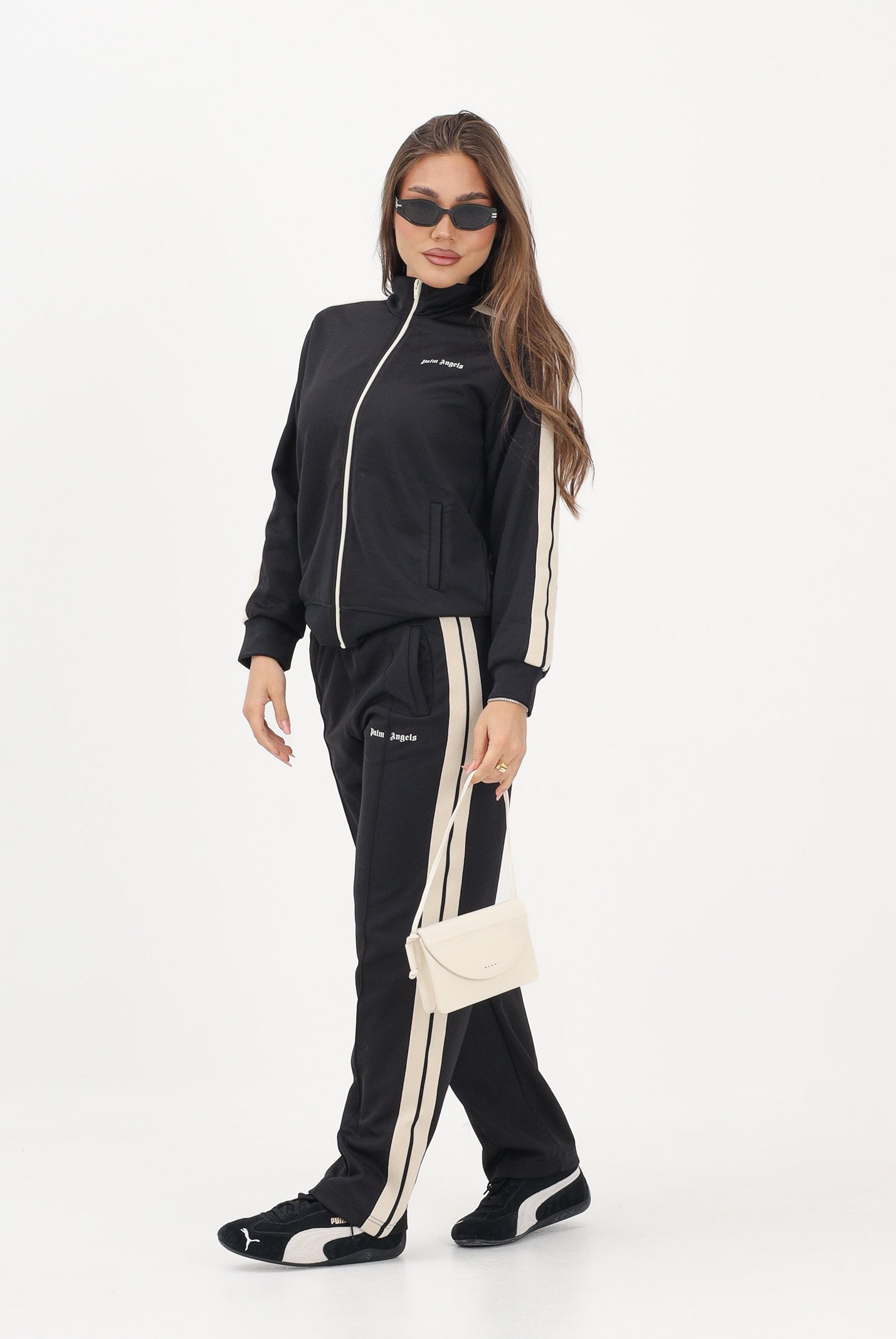 PALM ANGELS Pantalone sportivo nero per donna, ragazzi e bambini con logo PBCJ002S26FAB001 110 PALM ANGELS