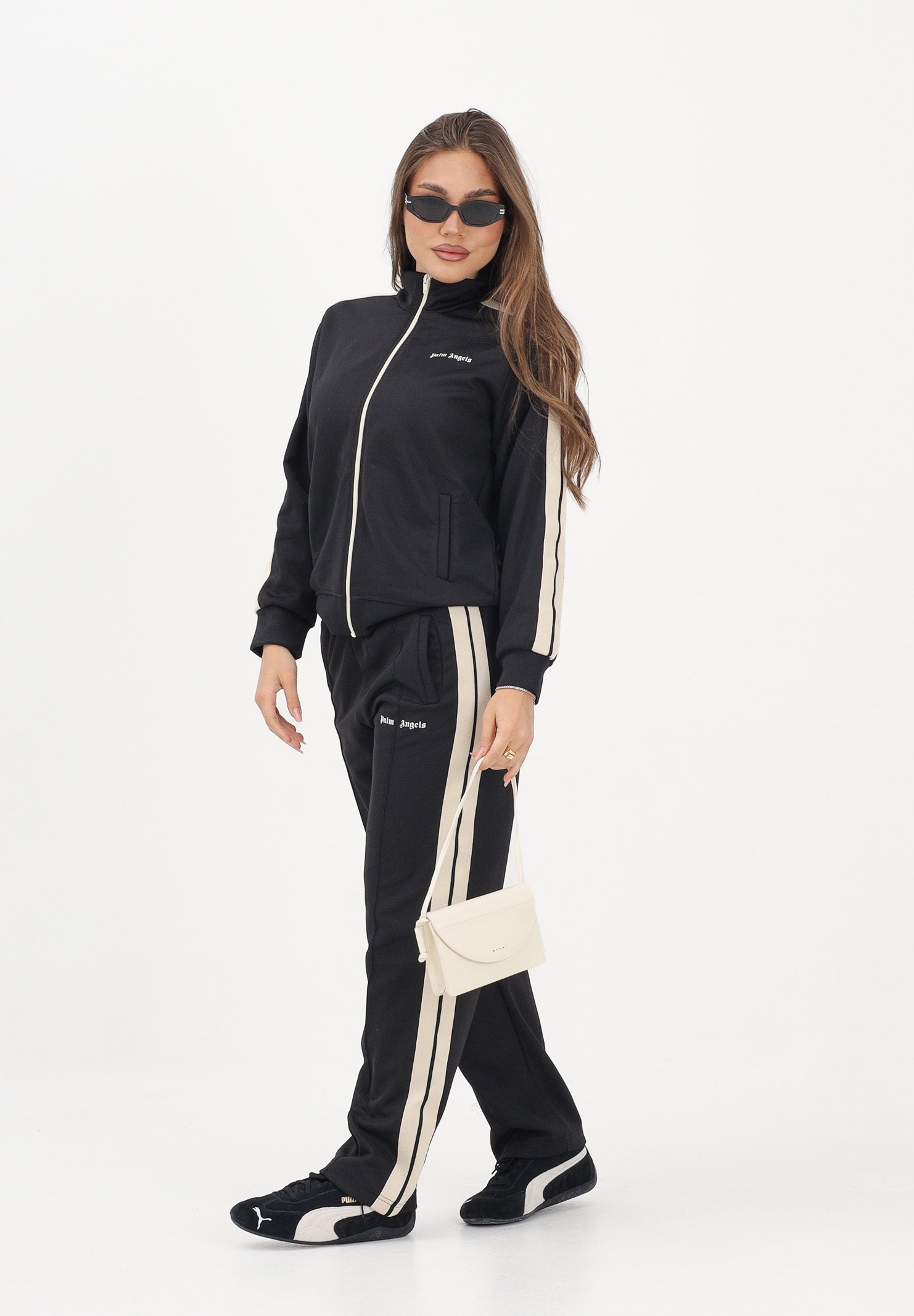 PALM ANGELS Pantalone sportivo nero per donna, ragazzi e bambini con logo PBCJ002S26FAB001 110 PALM ANGELS
