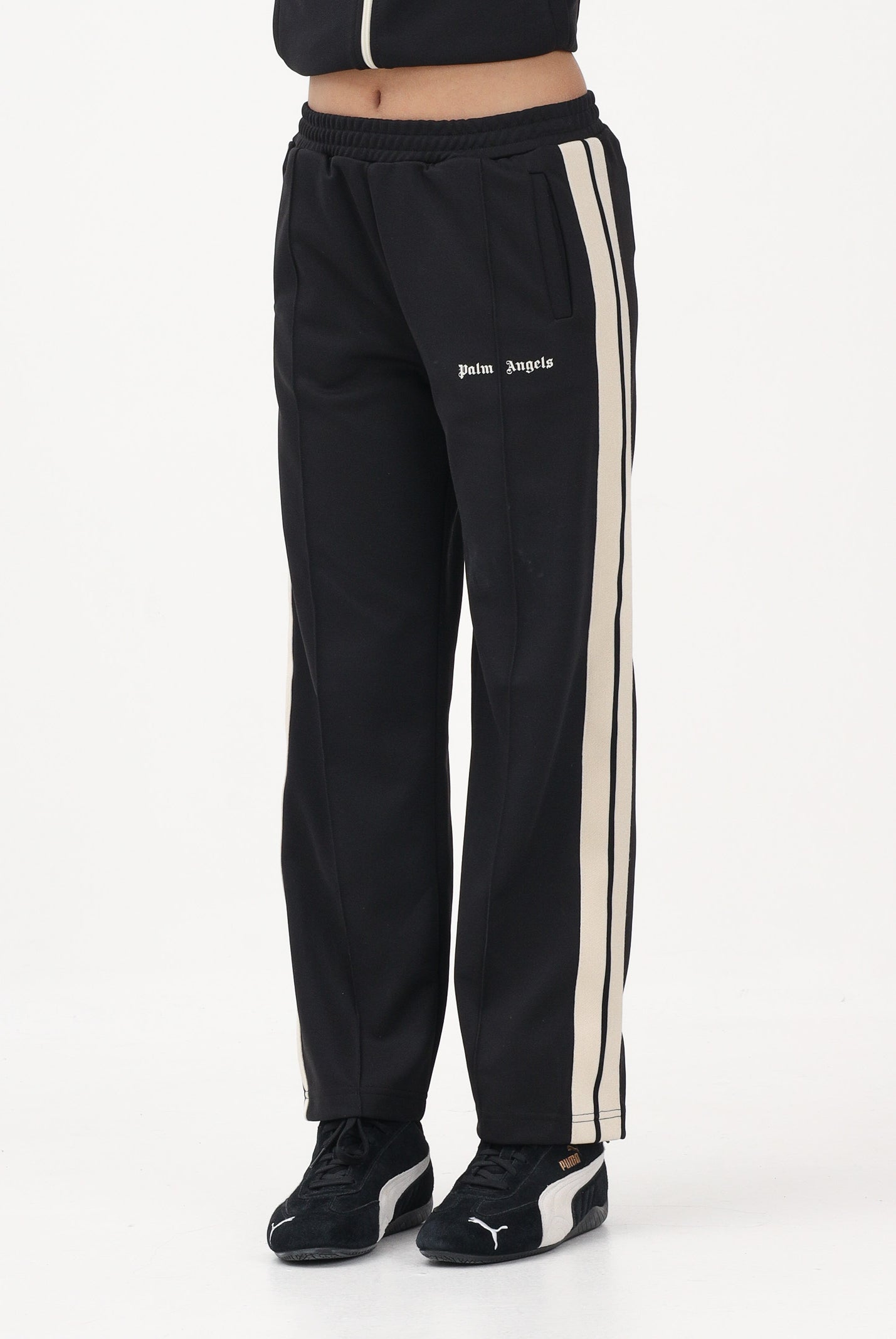 PALM ANGELS Pantalone sportivo nero per donna, ragazzi e bambini con logo PBCJ002S26FAB001 110 PALM ANGELS