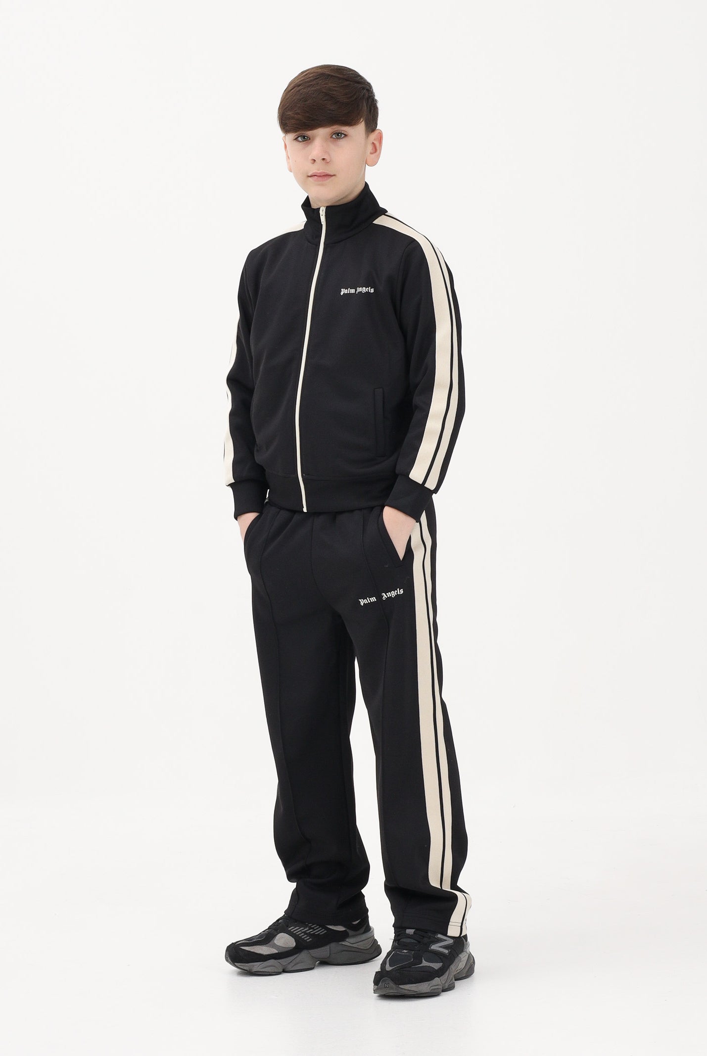 PALM ANGELS Pantalone sportivo nero per donna, ragazzi e bambini con logo PBCJ002S26FAB001 110 PALM ANGELS