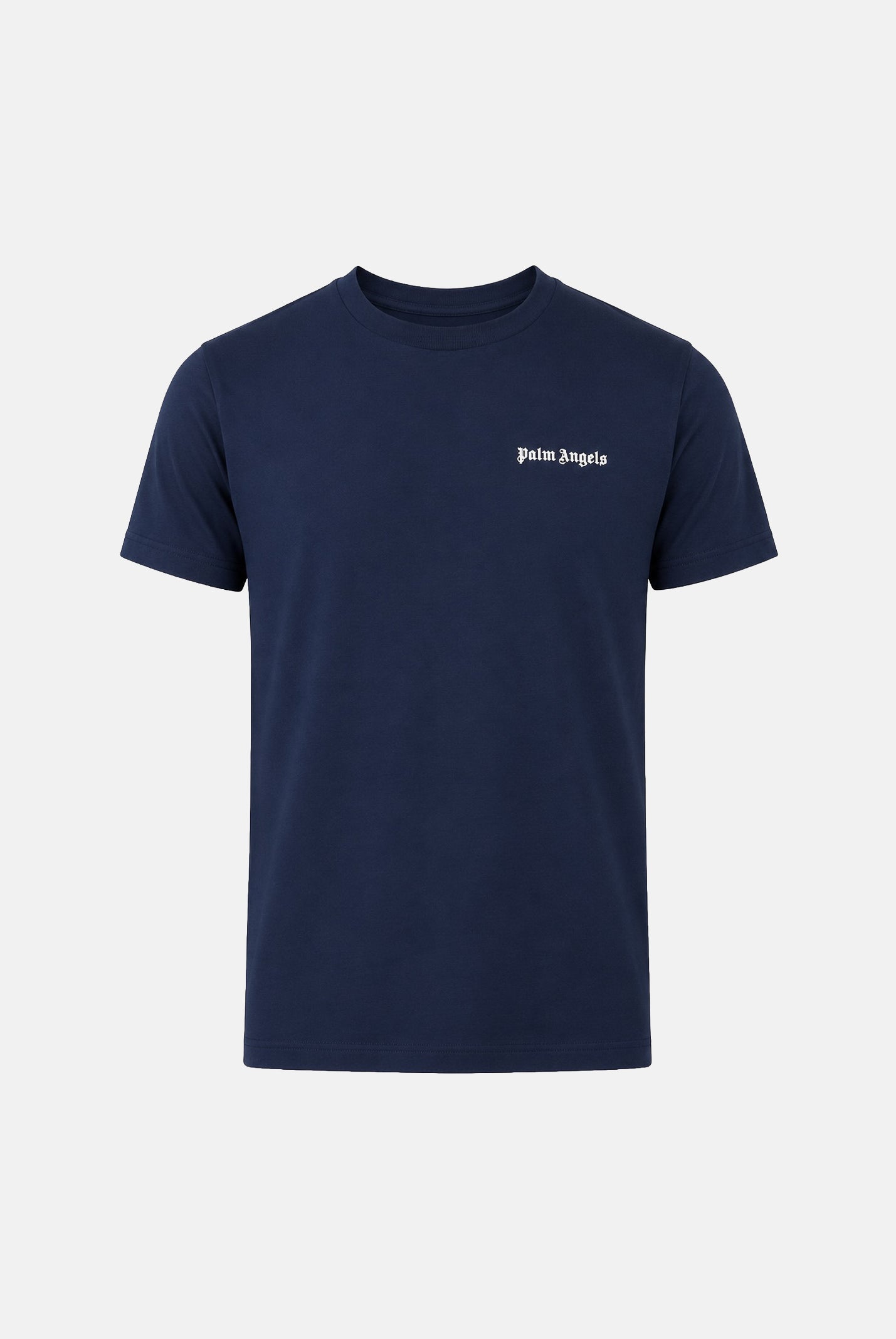 PALM ANGELS T-shirt manica corta navy-blu da uomo, con logo minimal sul petto<BR/> PLA1UMBTS01BI NA PALM ANGELS