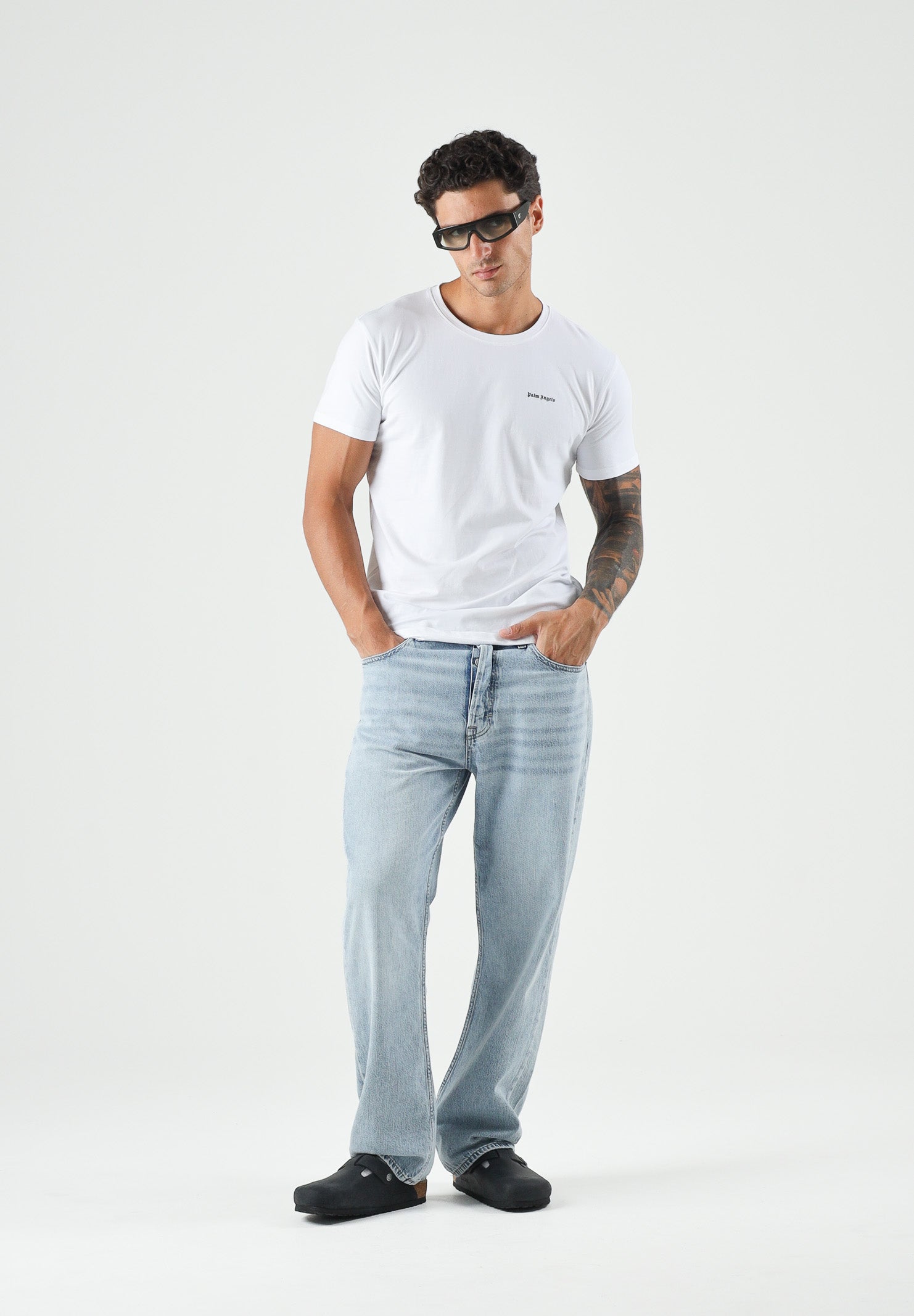 PALM ANGELS T-shirt manica corta white- bianca da uomo con logo minimal sul petto. PLA1UMBTS01BI WH PALM ANGELS