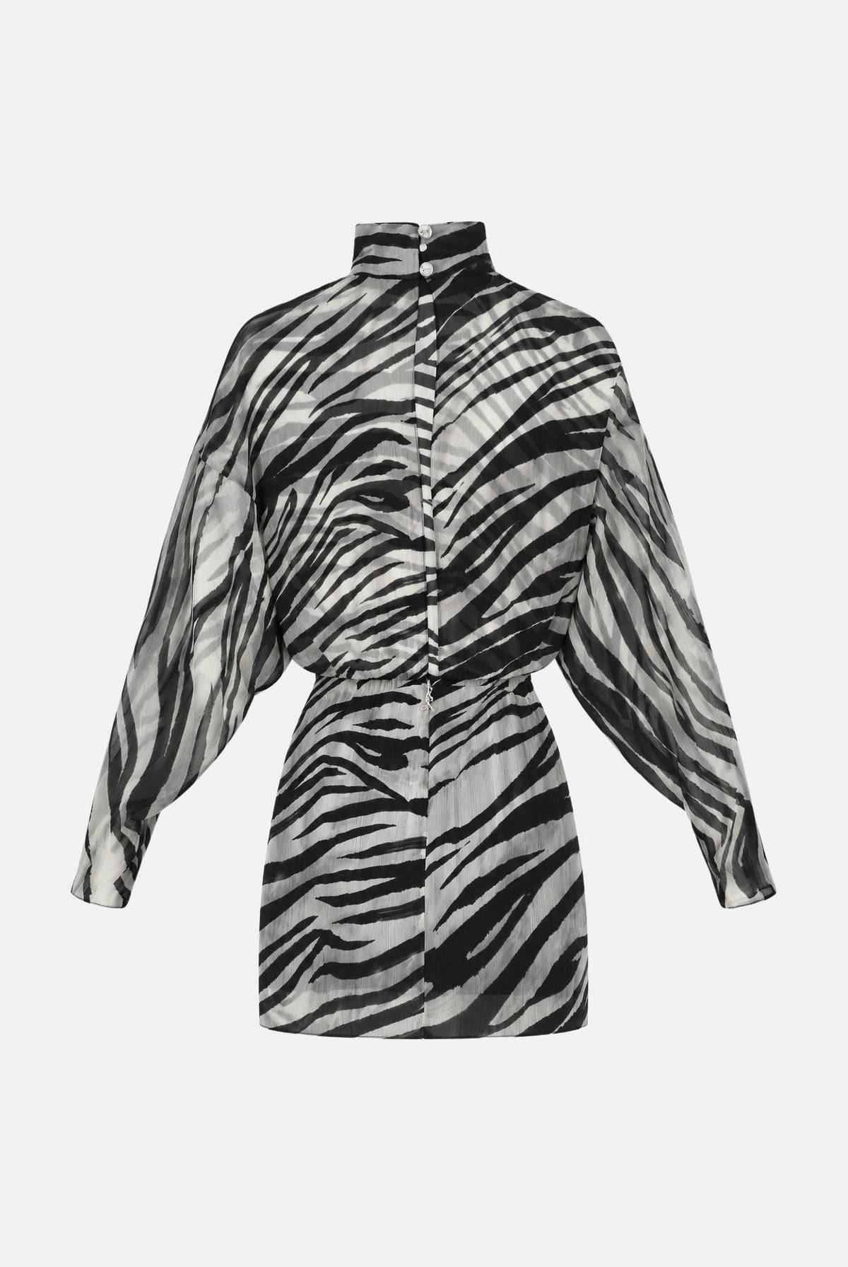 PATRIZIA PEPE Abito mini animalier bianco e nero da donna con motivo zebrato e drappeggio laterale. 2A0051C0279 J373 PATRIZIA PEPE