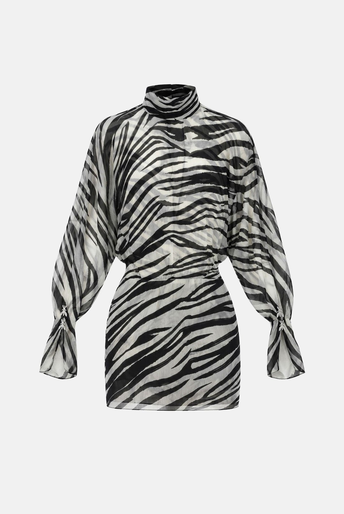 PATRIZIA PEPE Abito mini animalier bianco e nero da donna con motivo zebrato e drappeggio laterale. 2A0051C0279 J373 PATRIZIA PEPE