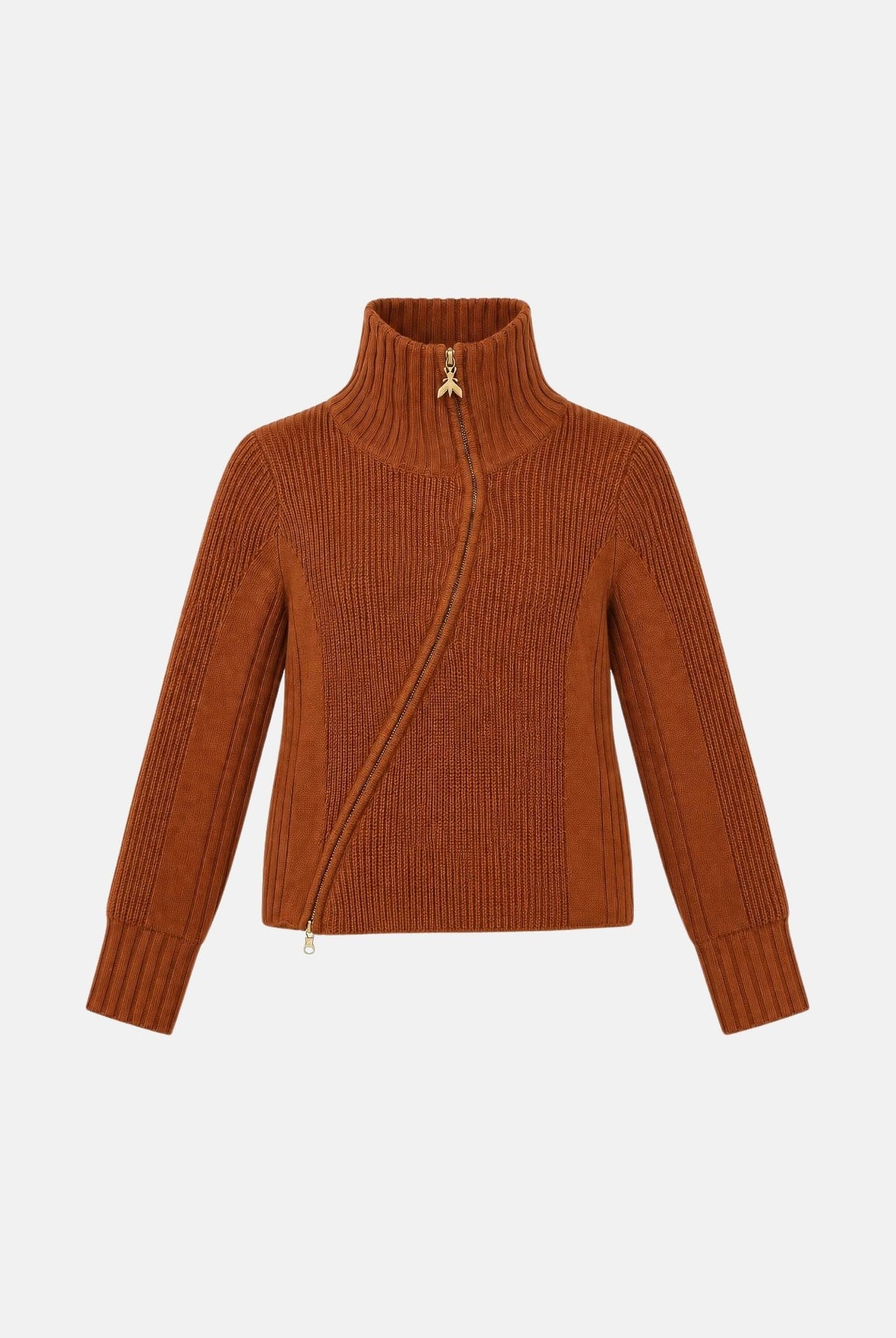 PATRIZIA PEPE Maglione warm caramel-cammello da donna con apertura con zip trasversale 2K0008K9O3A B912 PATRIZIA PEPE
