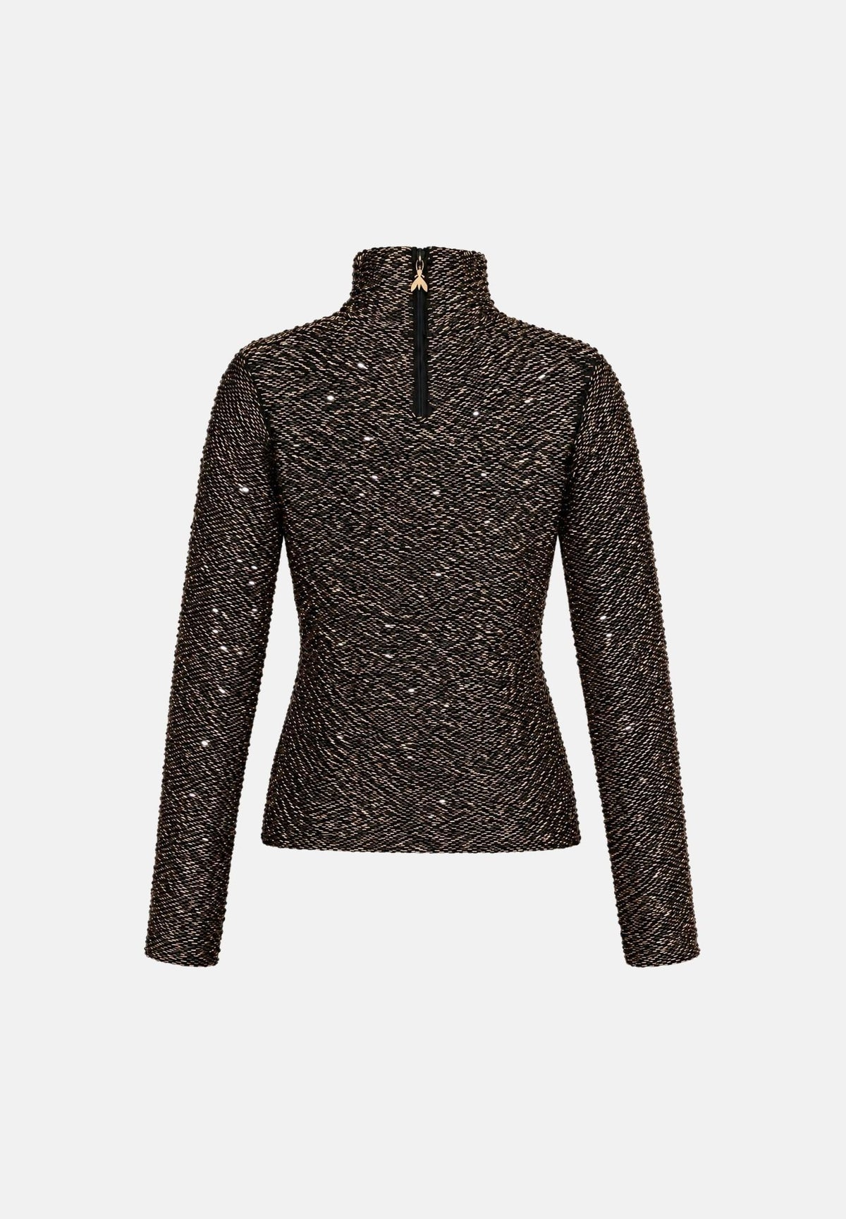 PATRIZIA PEPE Maglia manica lunga all-over paillettes nera e bronzo per donna 2M0049J0090 J391 PATRIZIA PEPE